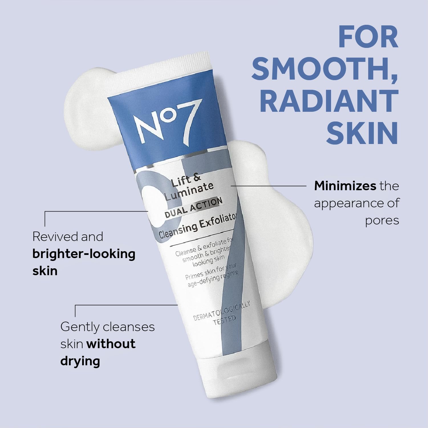 No7 Lift and Luminate face wash packaging texture detail