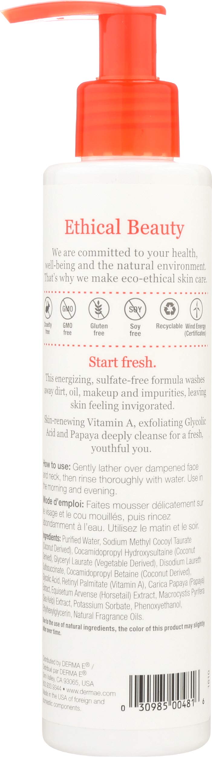 Derma E anti-aging face wash packaging details