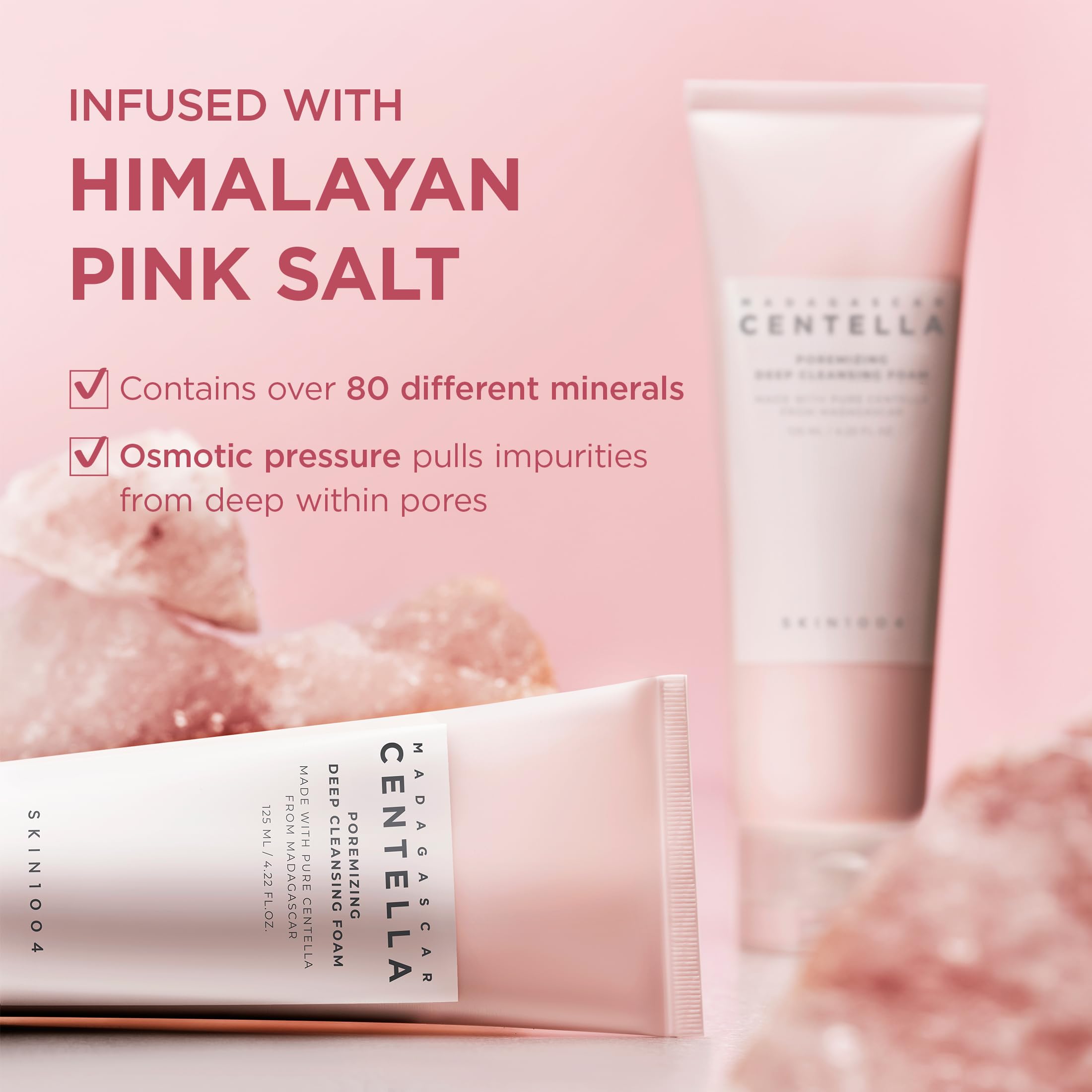 SKIN1004 Poremizing Deep Cleansing Foam in a bathroom skincare setting.