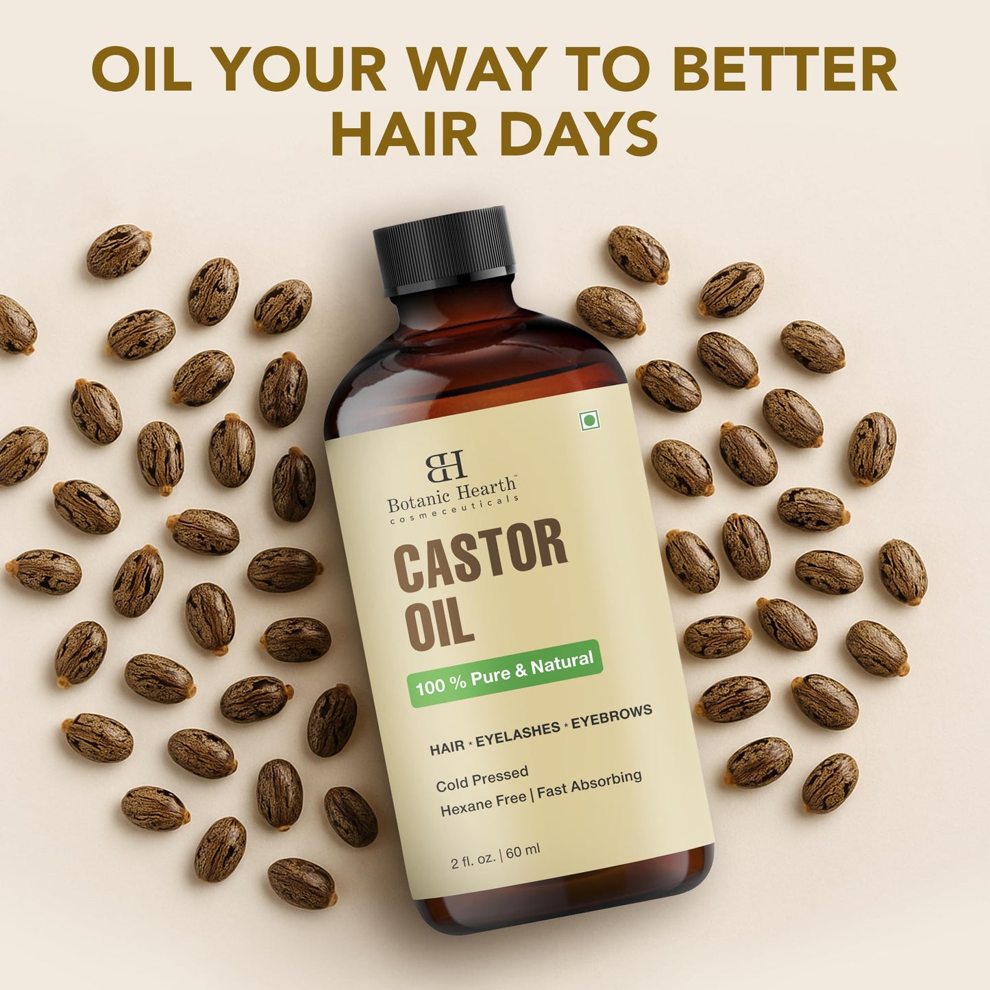 Botanic Hearth unrefined hair treatment oil premium packaging display