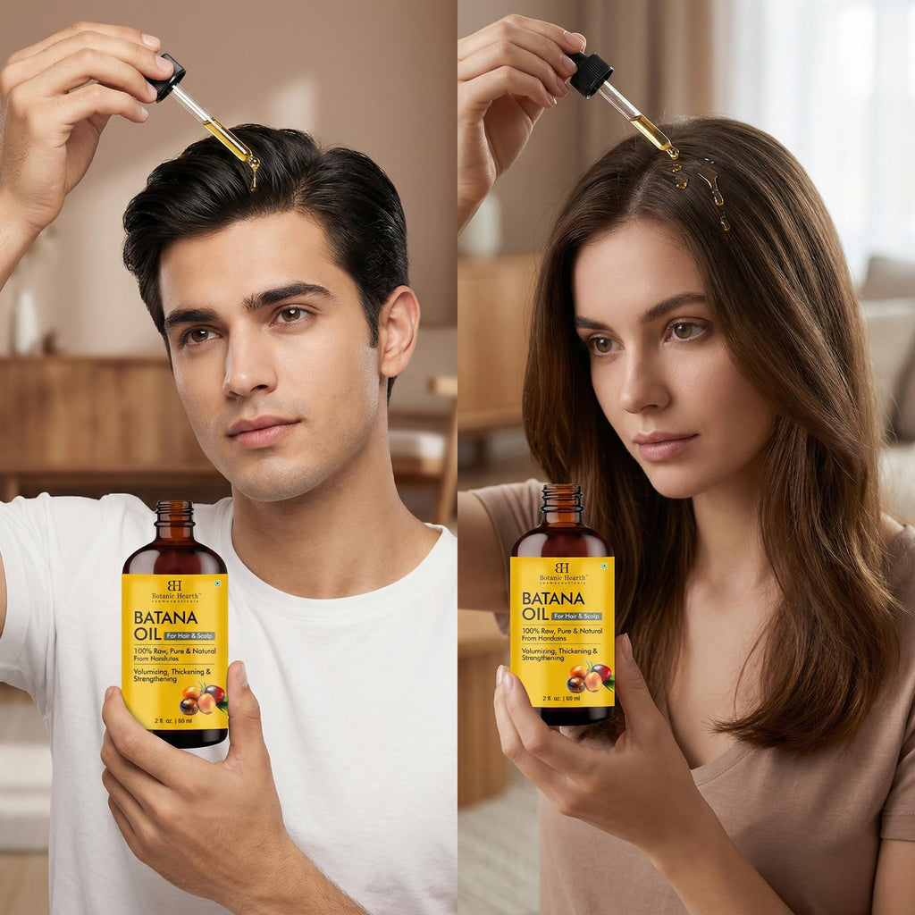 Botanic Hearth hair treatment oil bottle next to packaging box
