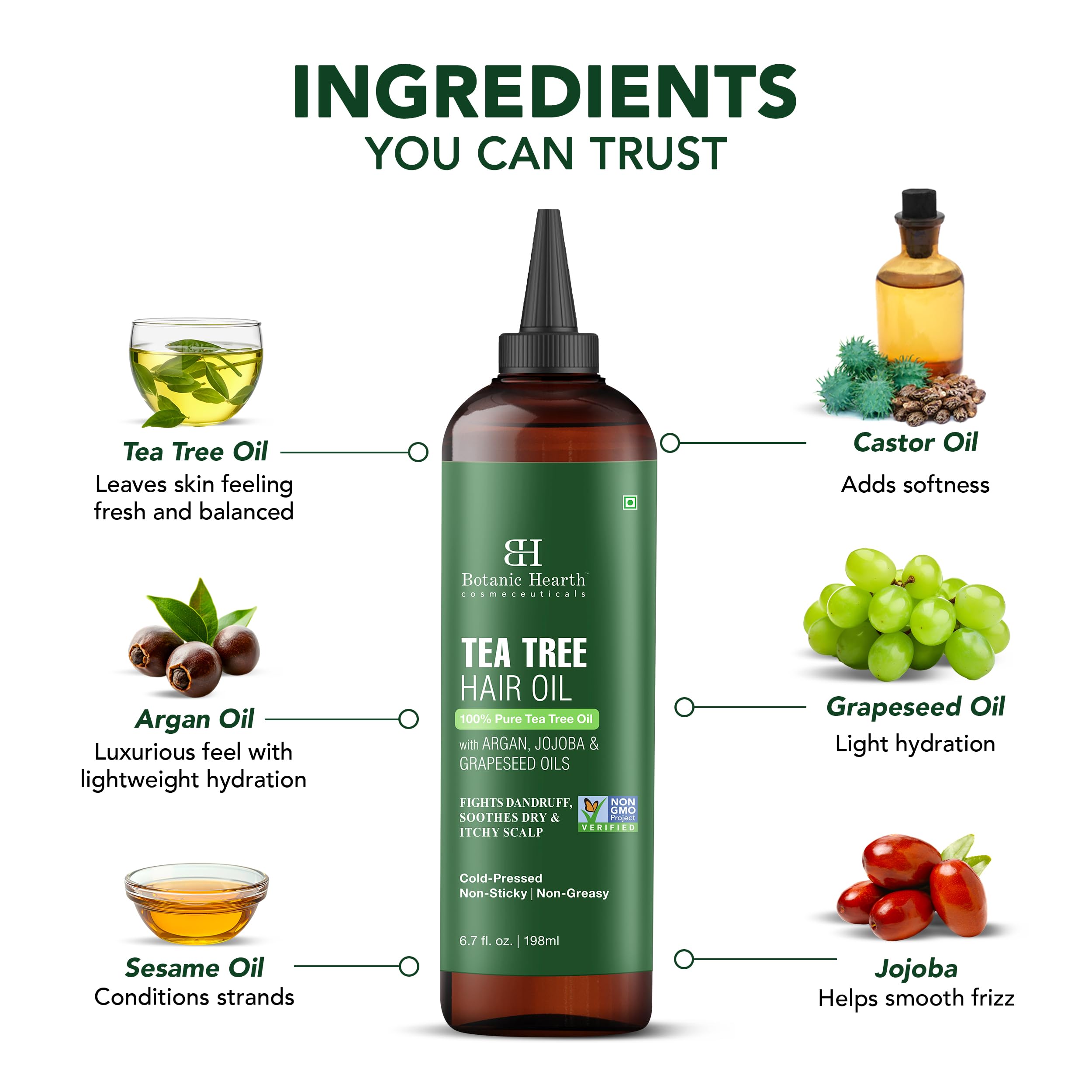 Botanic Hearth USA imported tea tree hair oil for dandruff relief