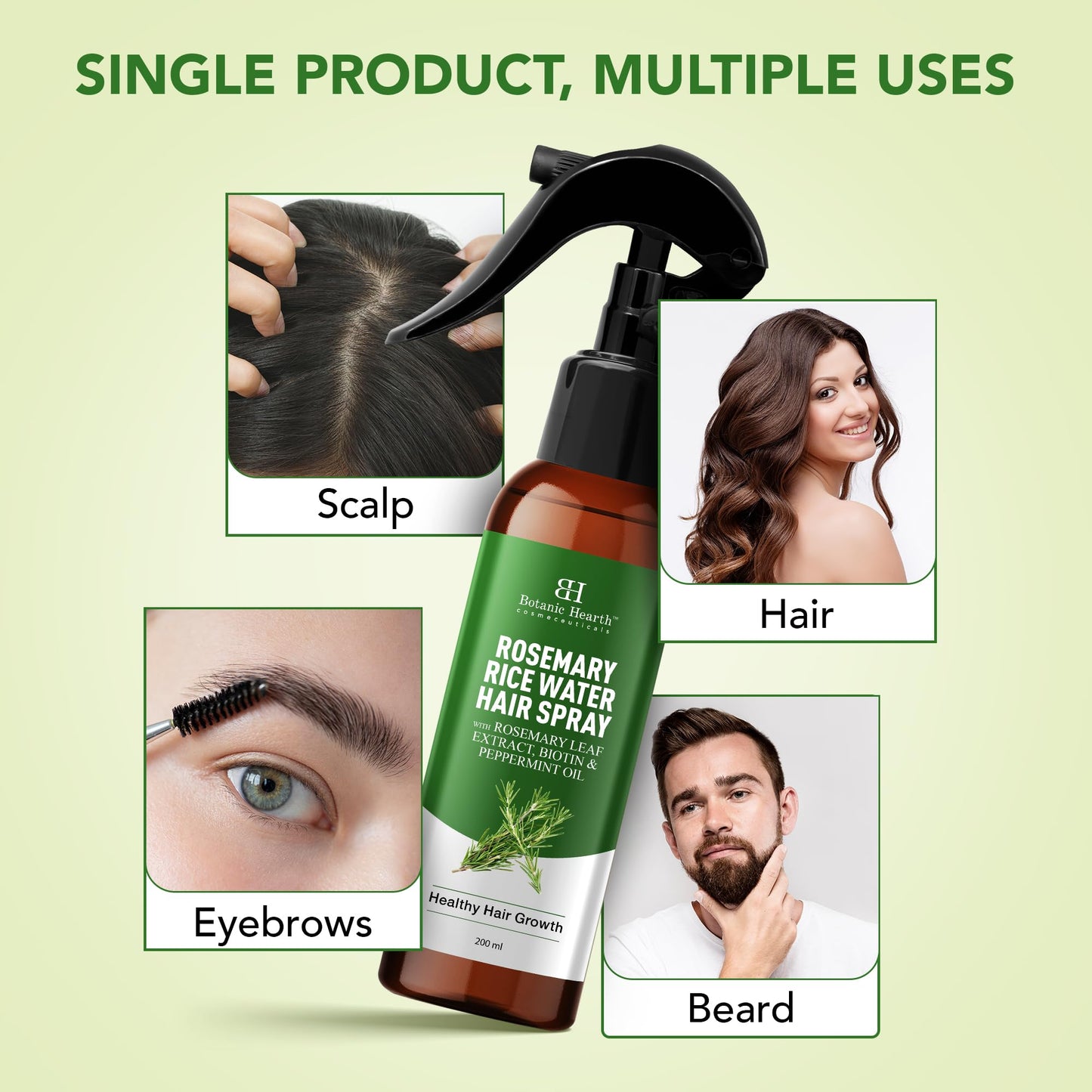 Botanic Hearth rosemary and rice water spray application on scalp