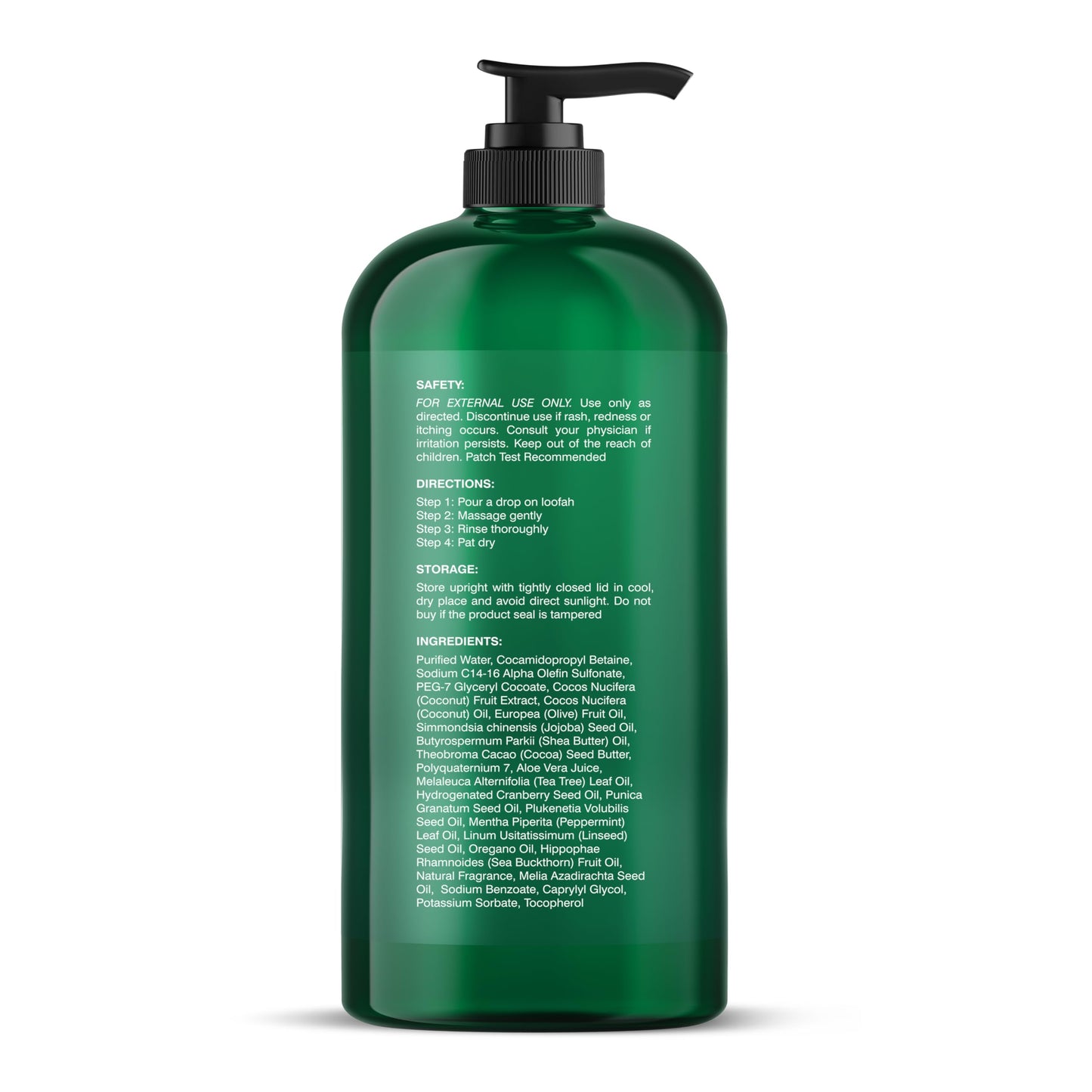 Botanic Hearth body wash bottle with sea buckthorn and peppermint oil branding