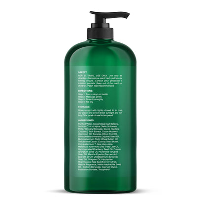 Botanic Hearth body wash bottle with sea buckthorn and peppermint oil branding
