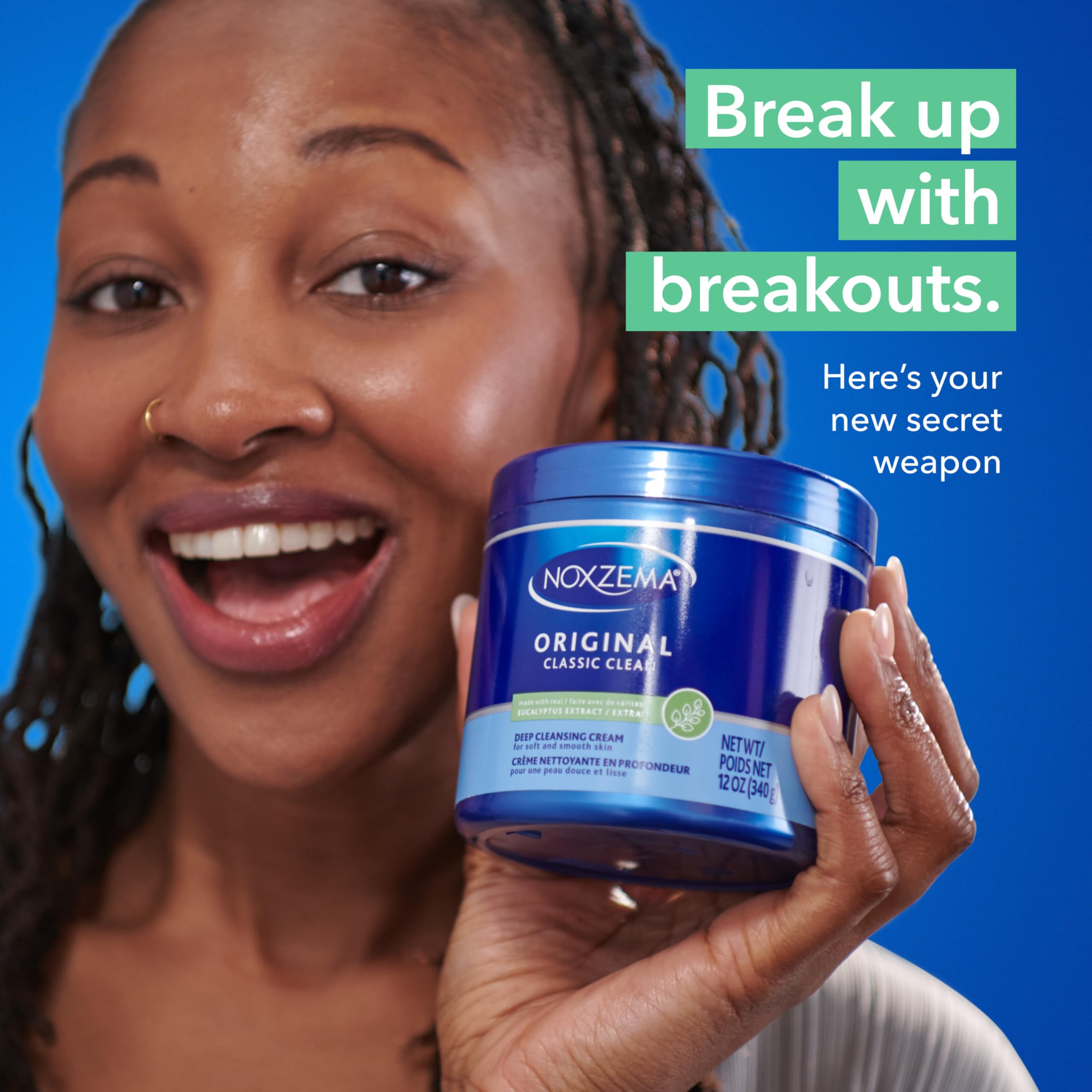 Noxzema Classic Clean cream label showing eucalyptus benefits