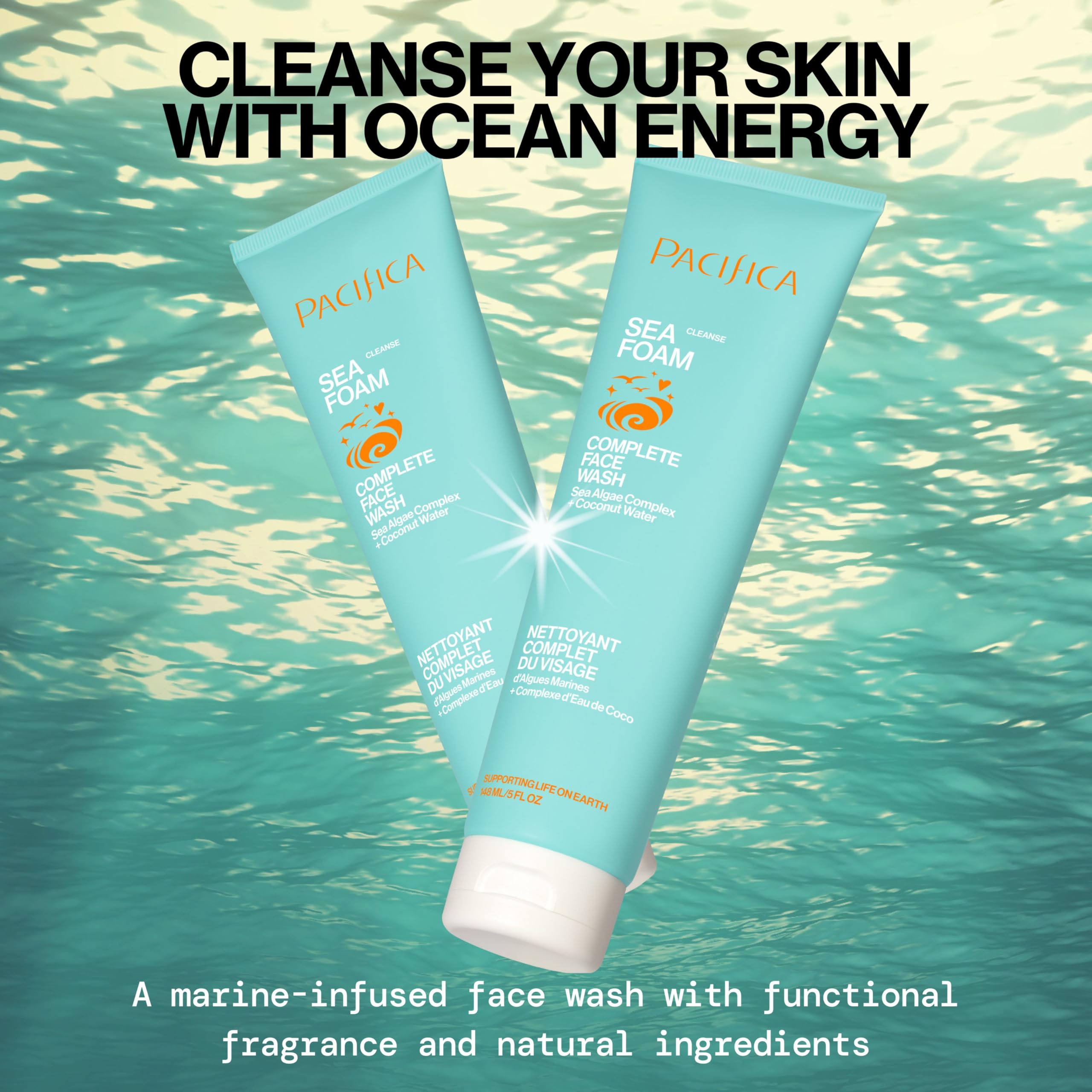 Pacifica Sea Foam cleanser bottle showing 5 fluid ounce size