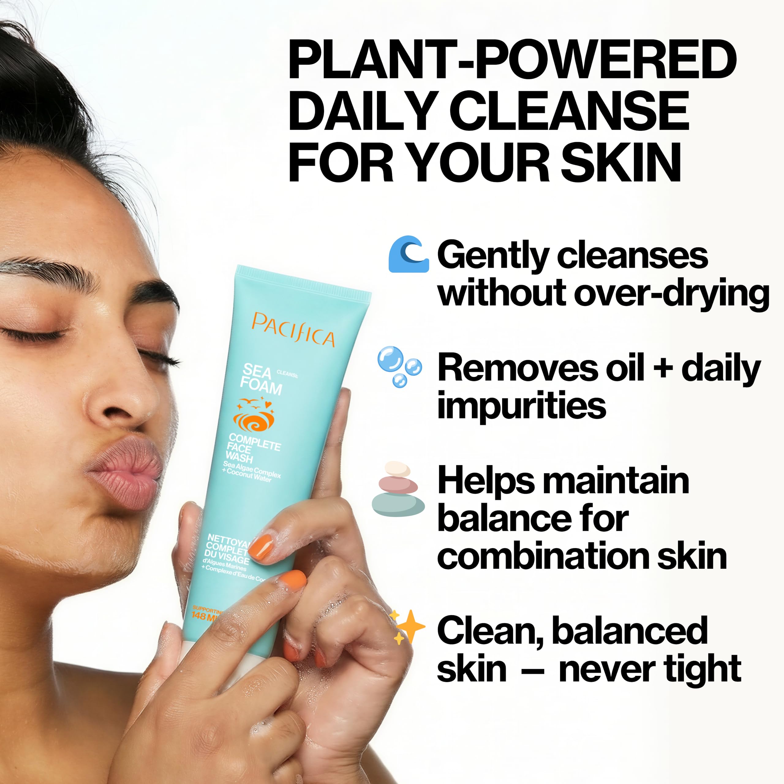 Pacifica Beauty face wash application on damp skin