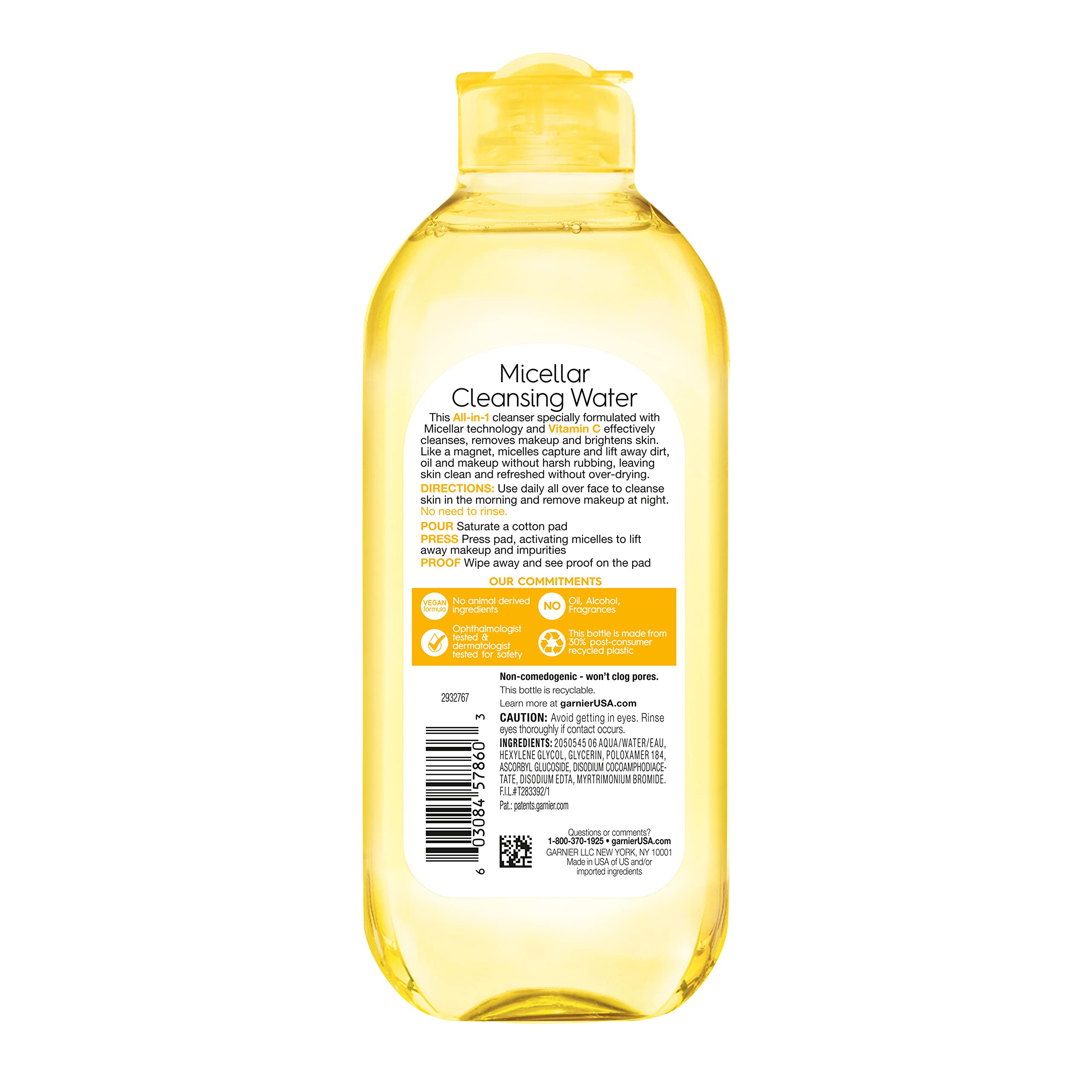 Garnier Vitamin C micellar water 400ml bottle side profile