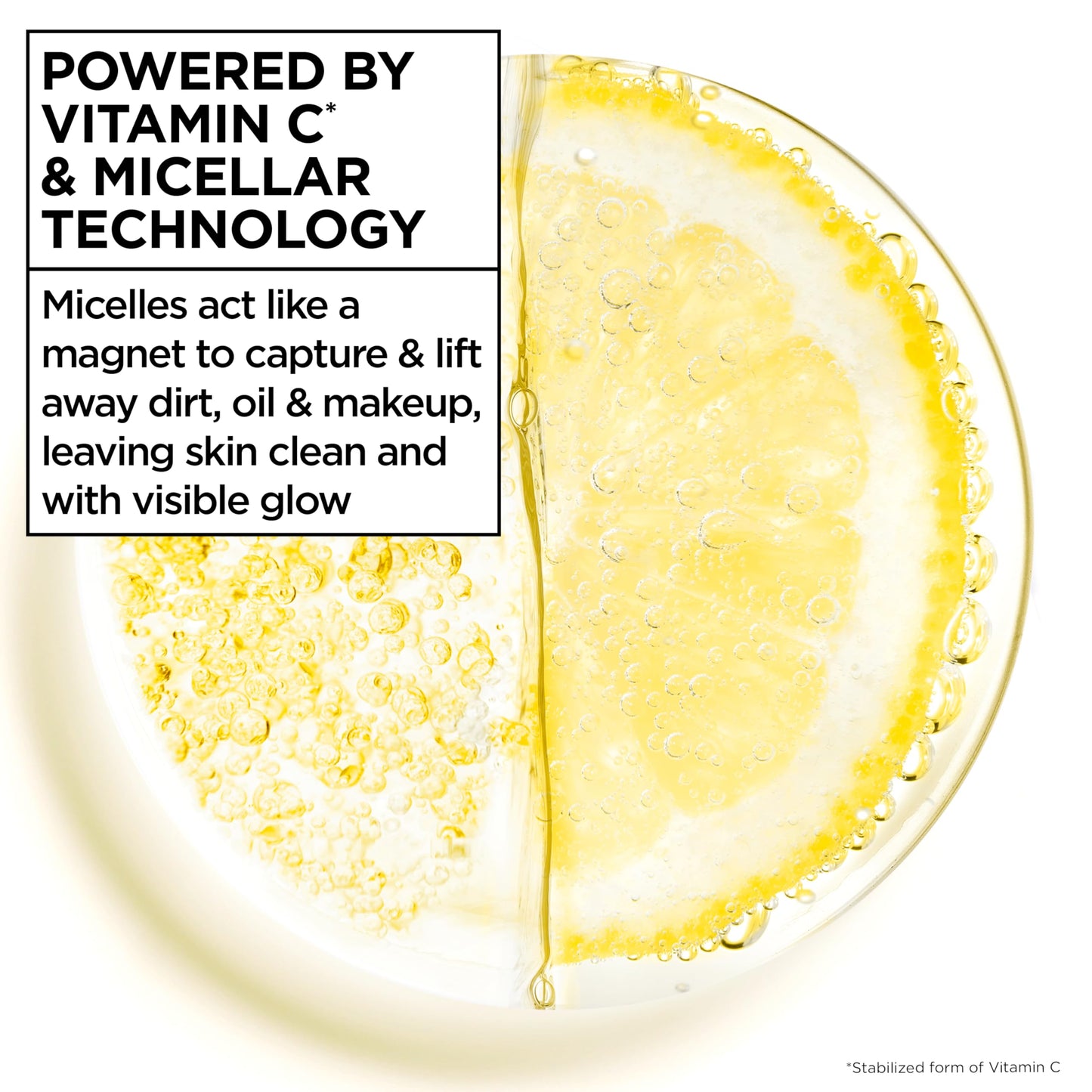 Garnier Vitamin C facial cleanser bottle cap and packaging details