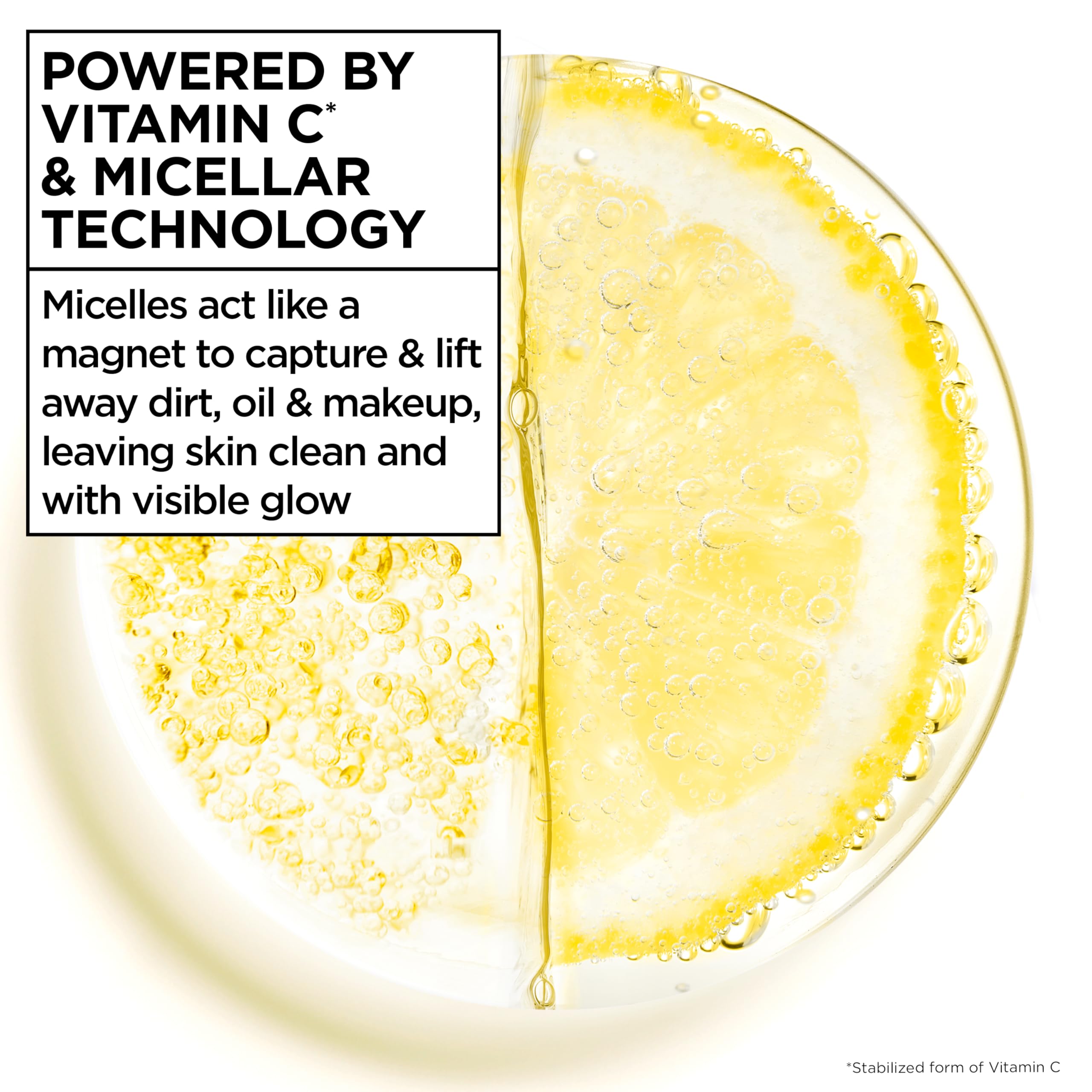 Garnier Vitamin C facial cleanser bottle cap and packaging details