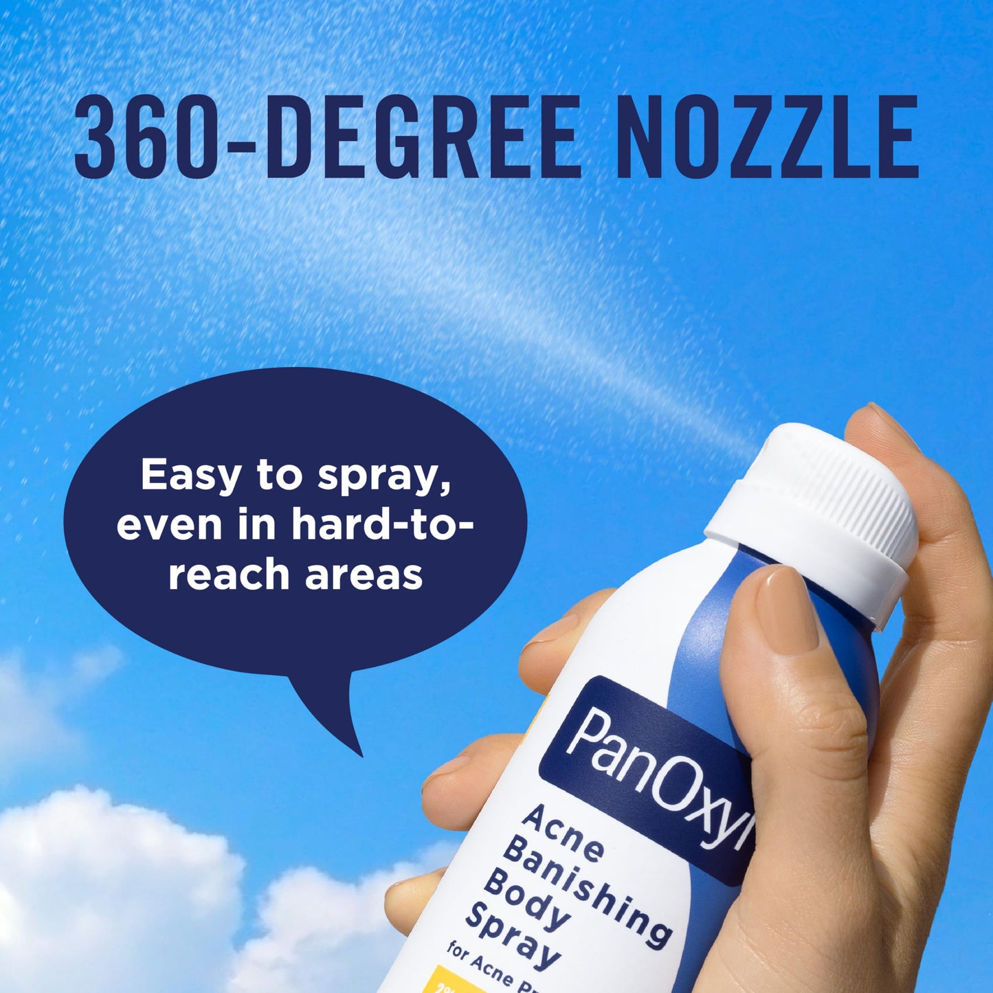 Back of PanOxyl body spray bottle showing directions