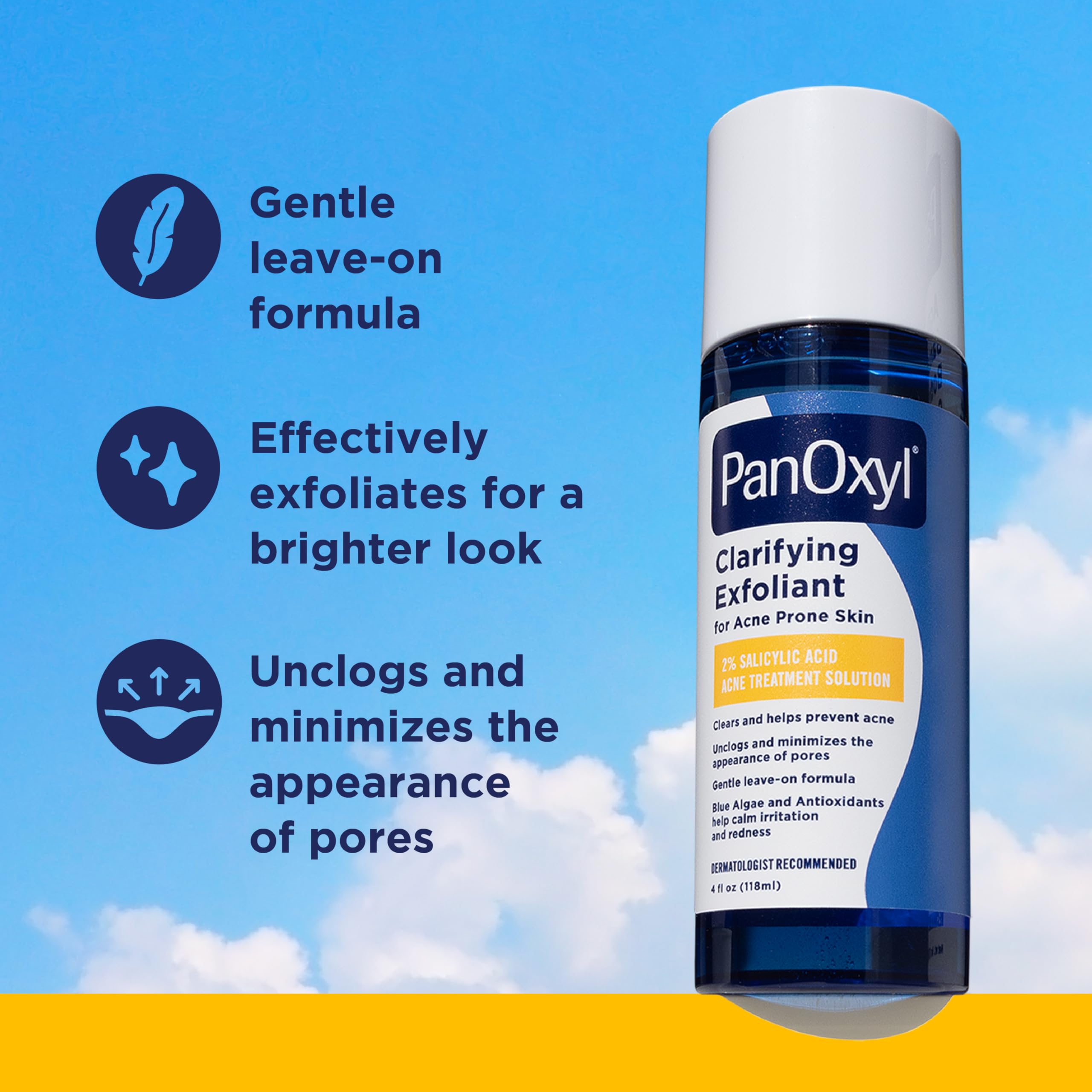 Back label of PanOxyl Clarifying Exfoliant showing ingredients