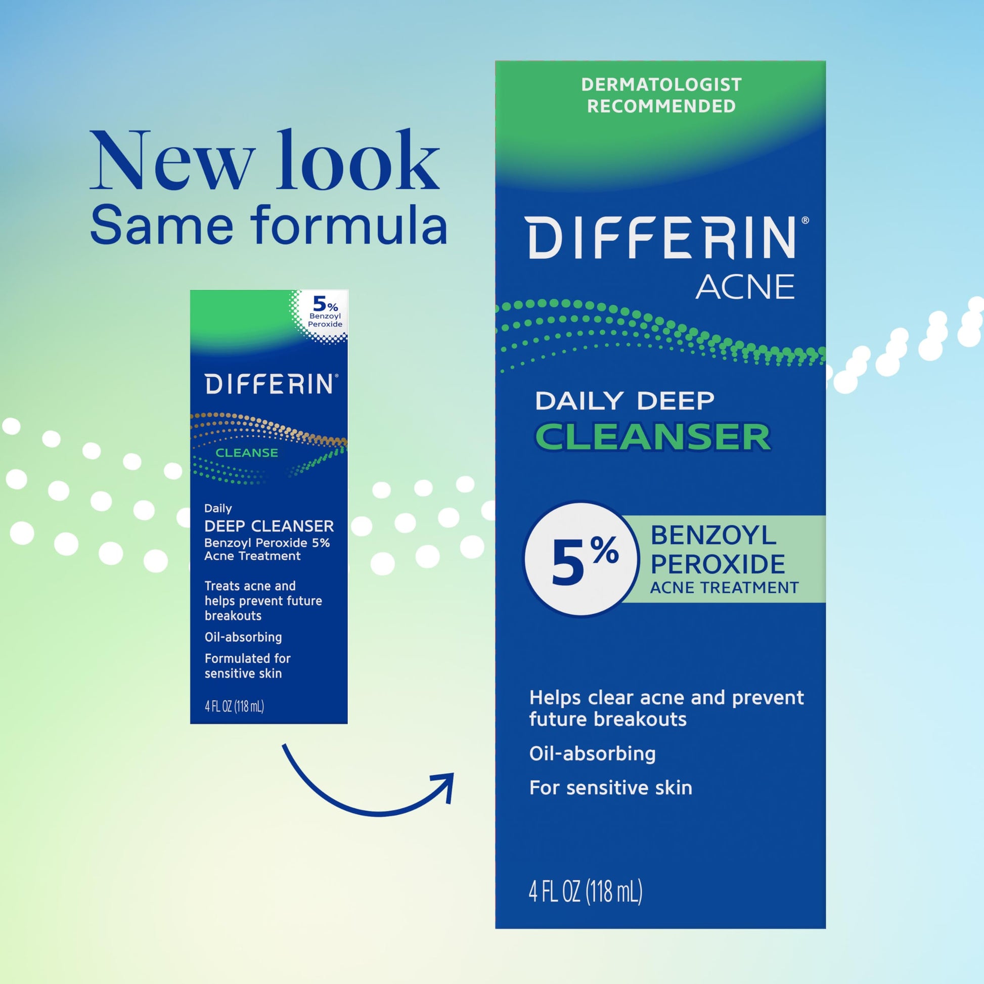 Differin Daily Deep Cleanser tube showing sensitive skin care directions