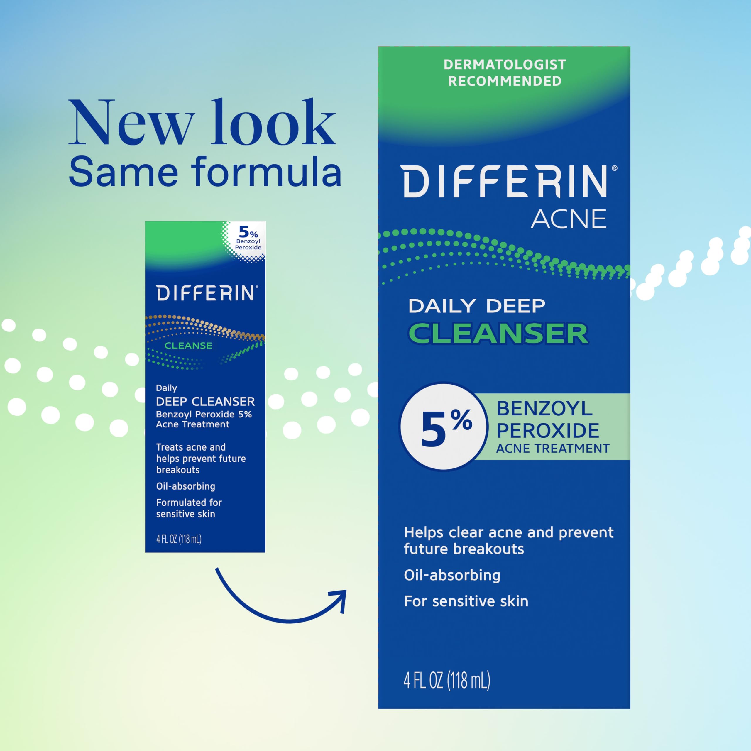Differin Daily Deep Cleanser tube showing sensitive skin care directions