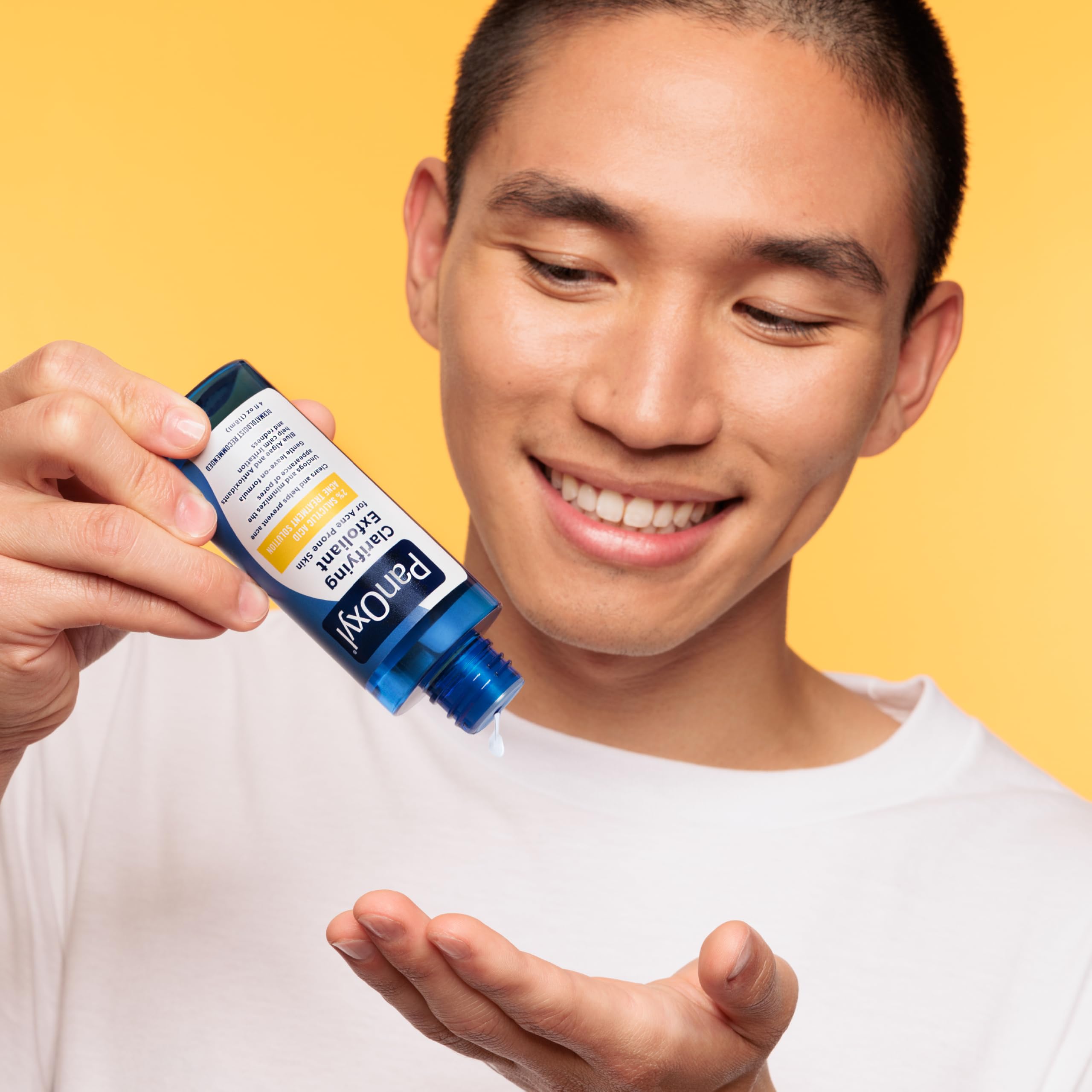 Texture demonstration of PanOxyl acne treatment liquid