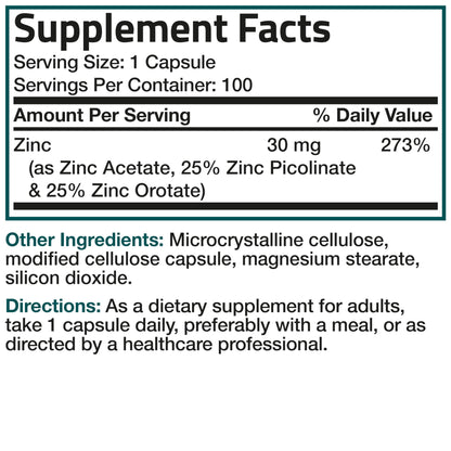 Bronson Zinc Triple Play bottle highlighting non-GMO and gluten-free product seals.