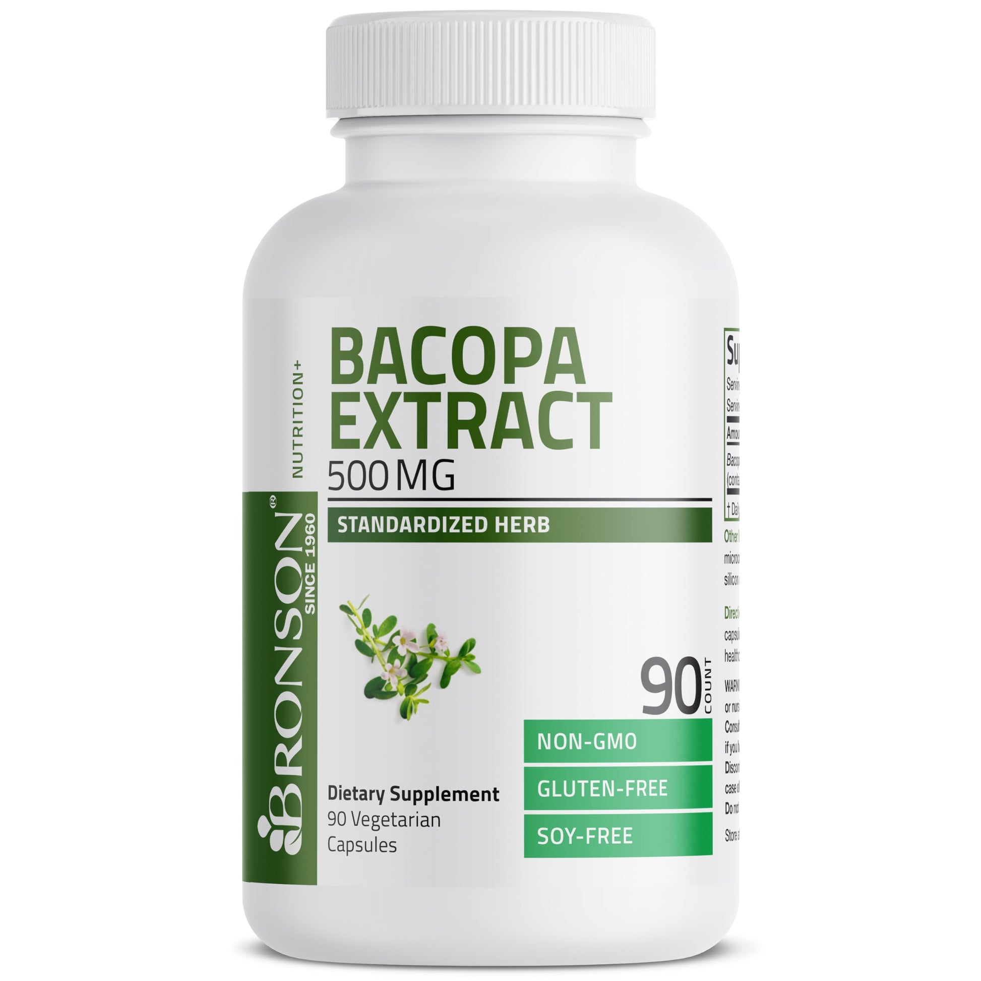 Authentic Bronson Laboratories Brahmi extract 500mg cognitive support capsules imported from the USA.
