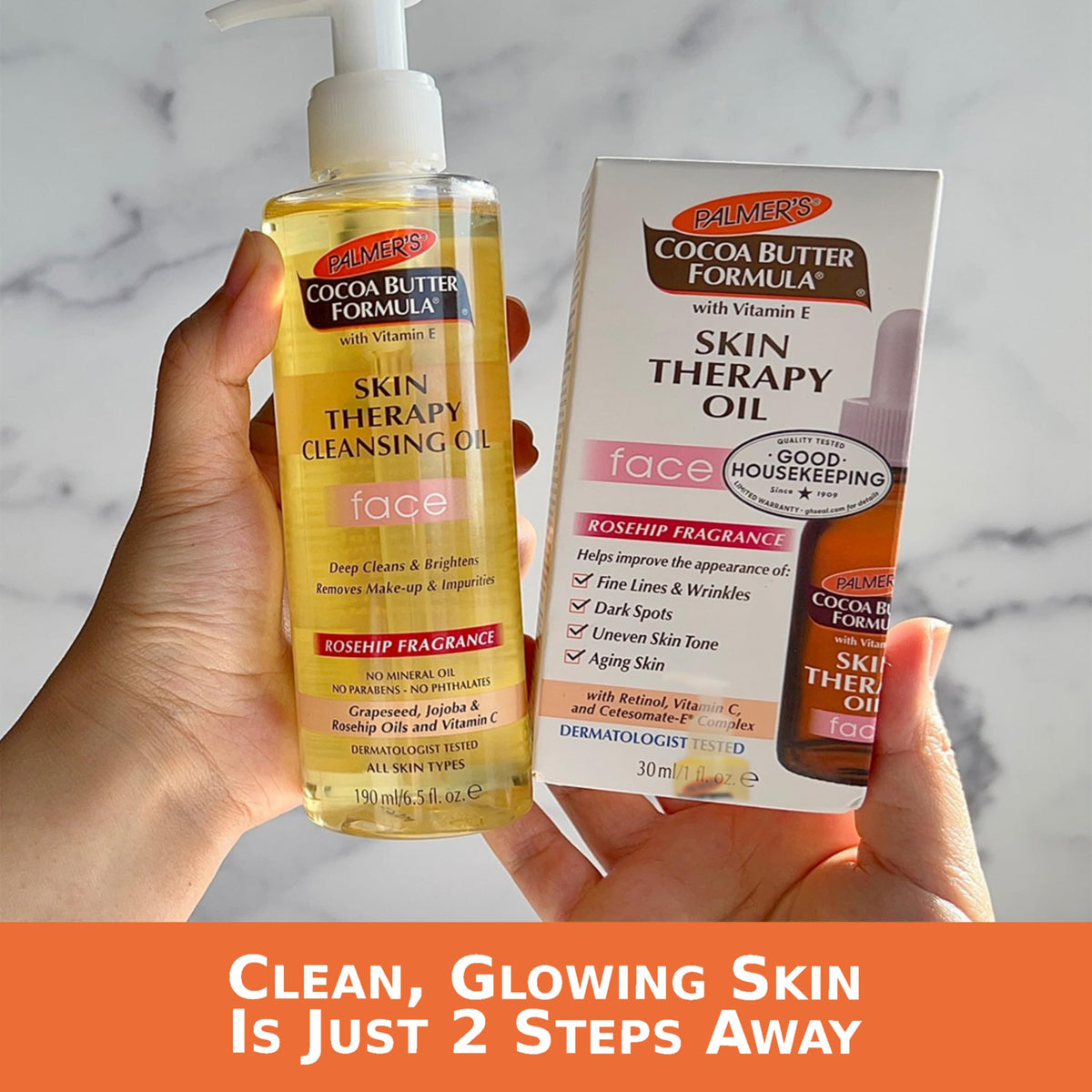 Palmer's Skin Therapy Cleansing Oil packaging box and bottle layout