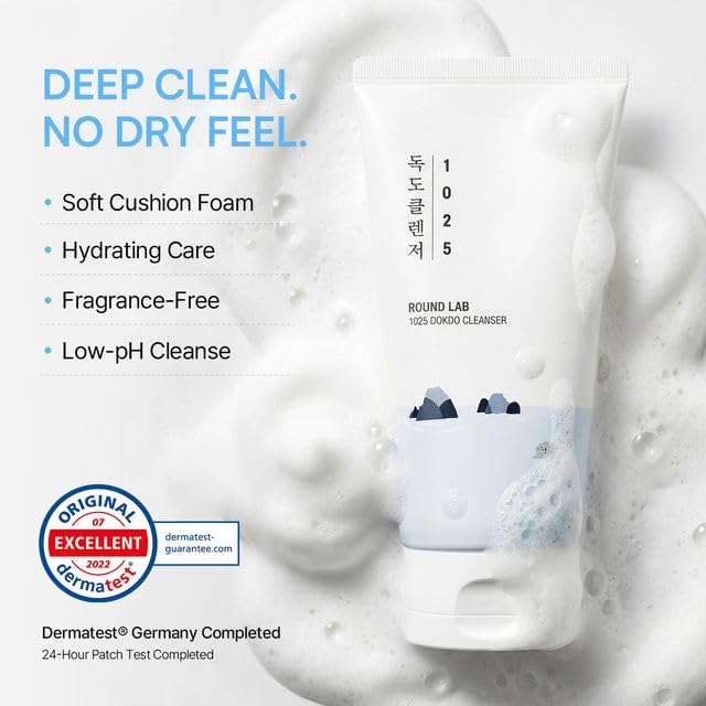 Korean skincare Round Lab 1025 Dokdo cleanser close up