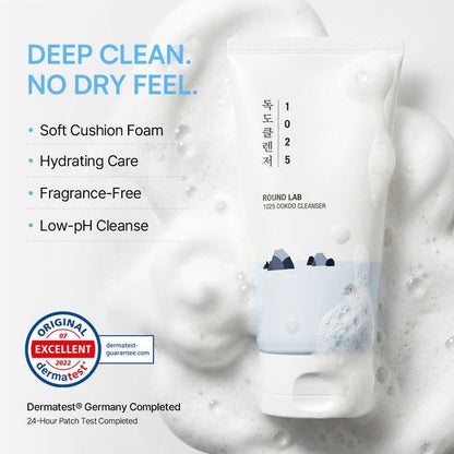 Korean skincare Round Lab 1025 Dokdo cleanser close up