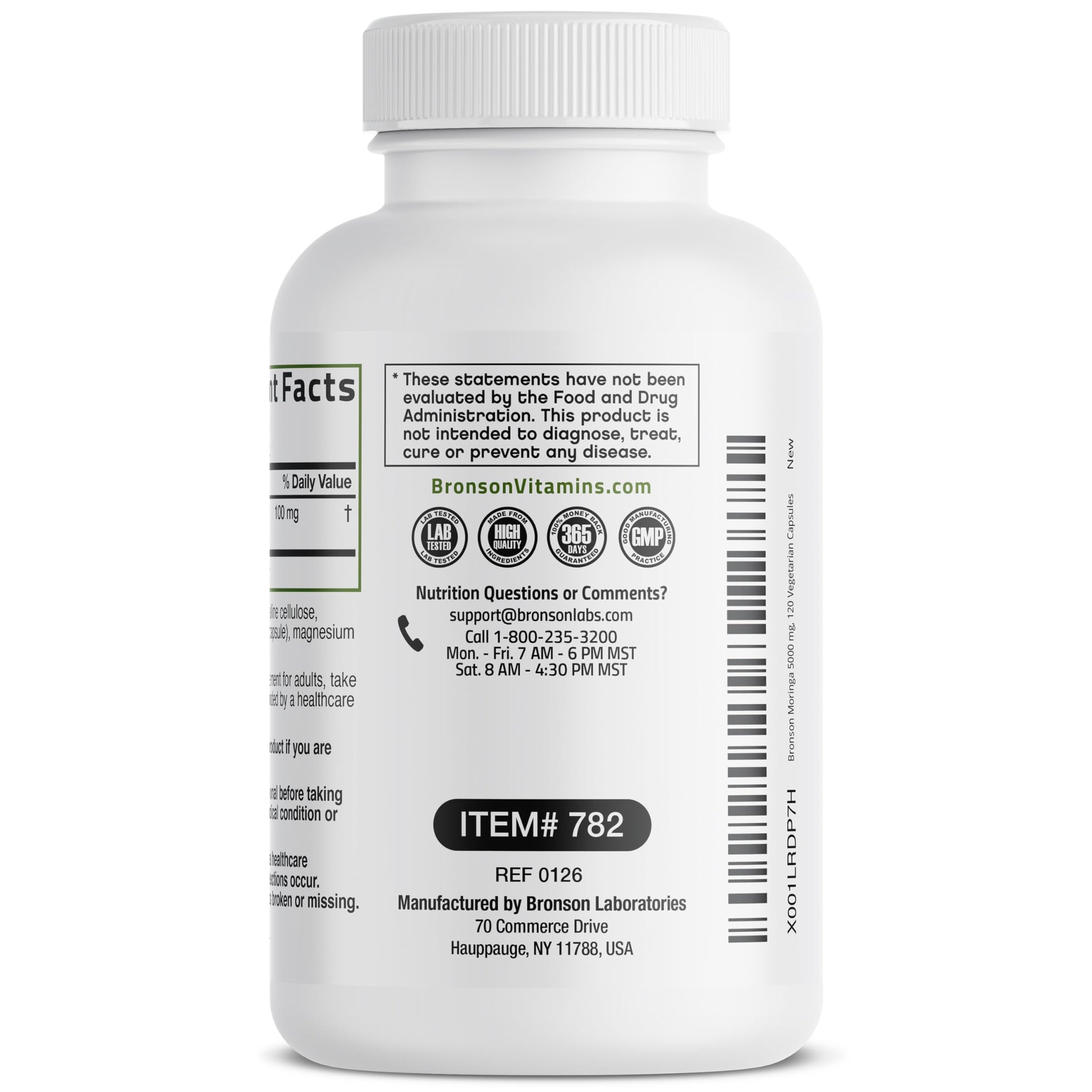 Close up of Bronson Moringa 5000mg bottle branding