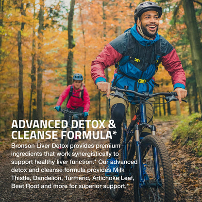 Authentic USA imported Bronson liver cleanse formulation supplement facts panel showing ingredient details.
