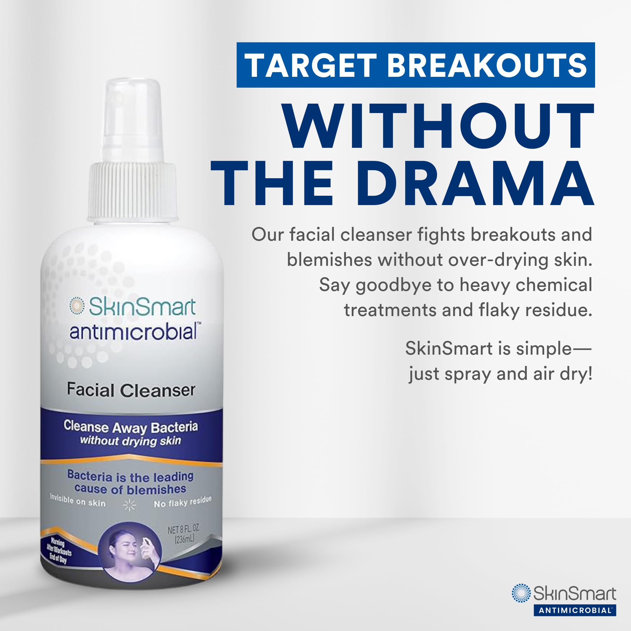 Close up of SkinSmart facial cleanser label with hypochlorous acid details