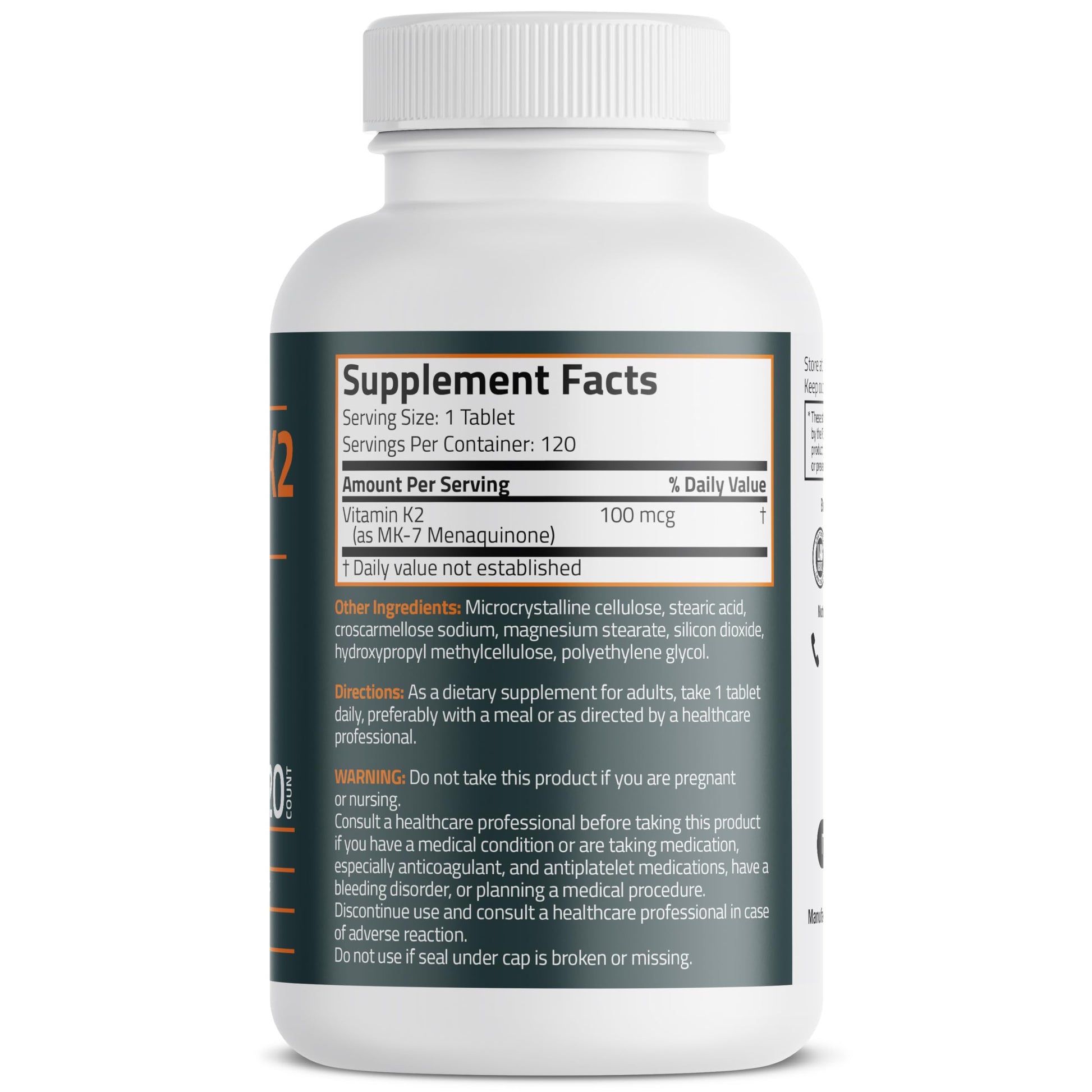 Bronson Basics Vitamin K2 MK7 dietary supplement for cardiovascular health