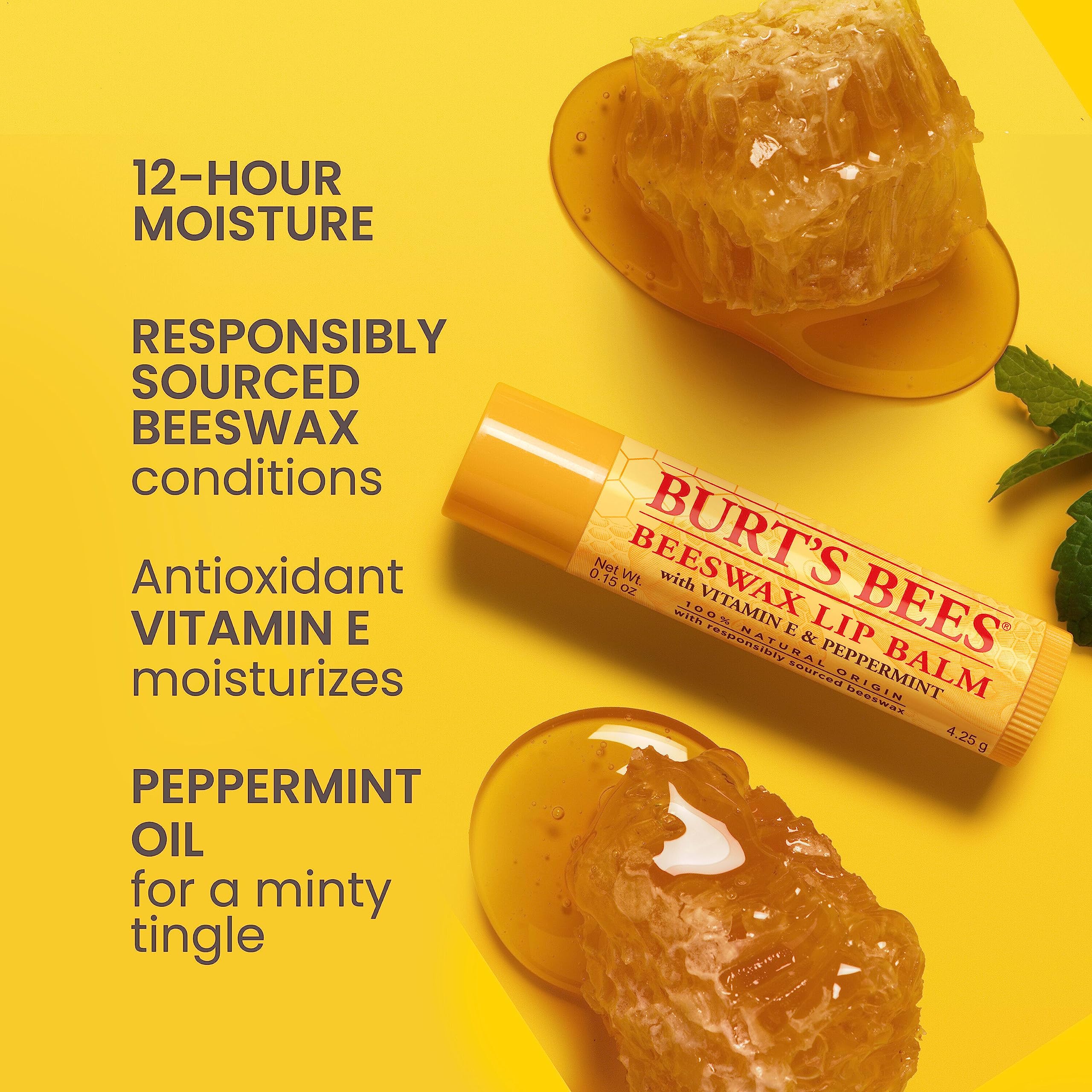 Burt's Bees tint free natural origin lip moisturizer tubes grouped together