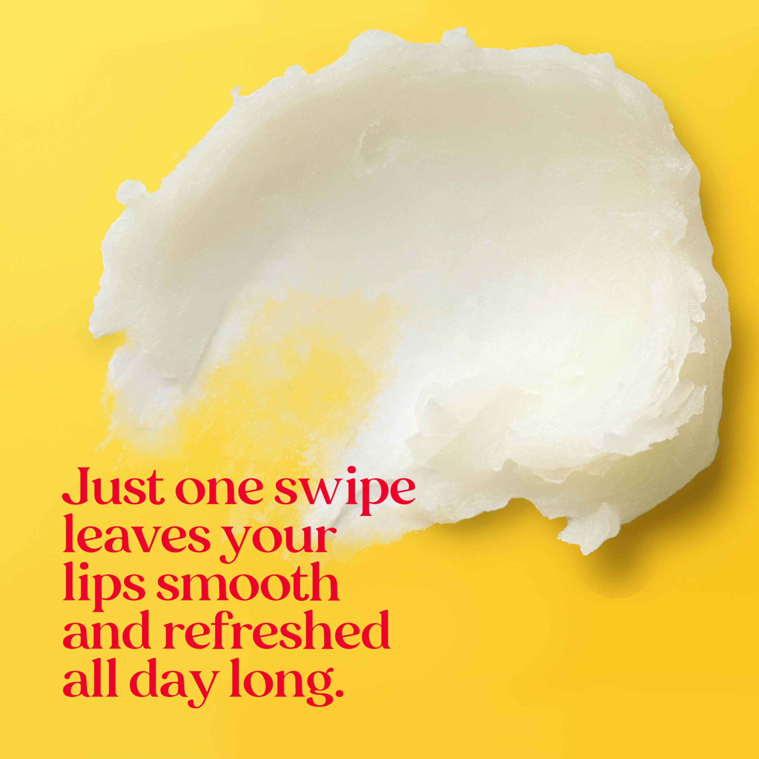 Close up of Burt's Bees classic beeswax lip balm tube with yellow branding and red cap