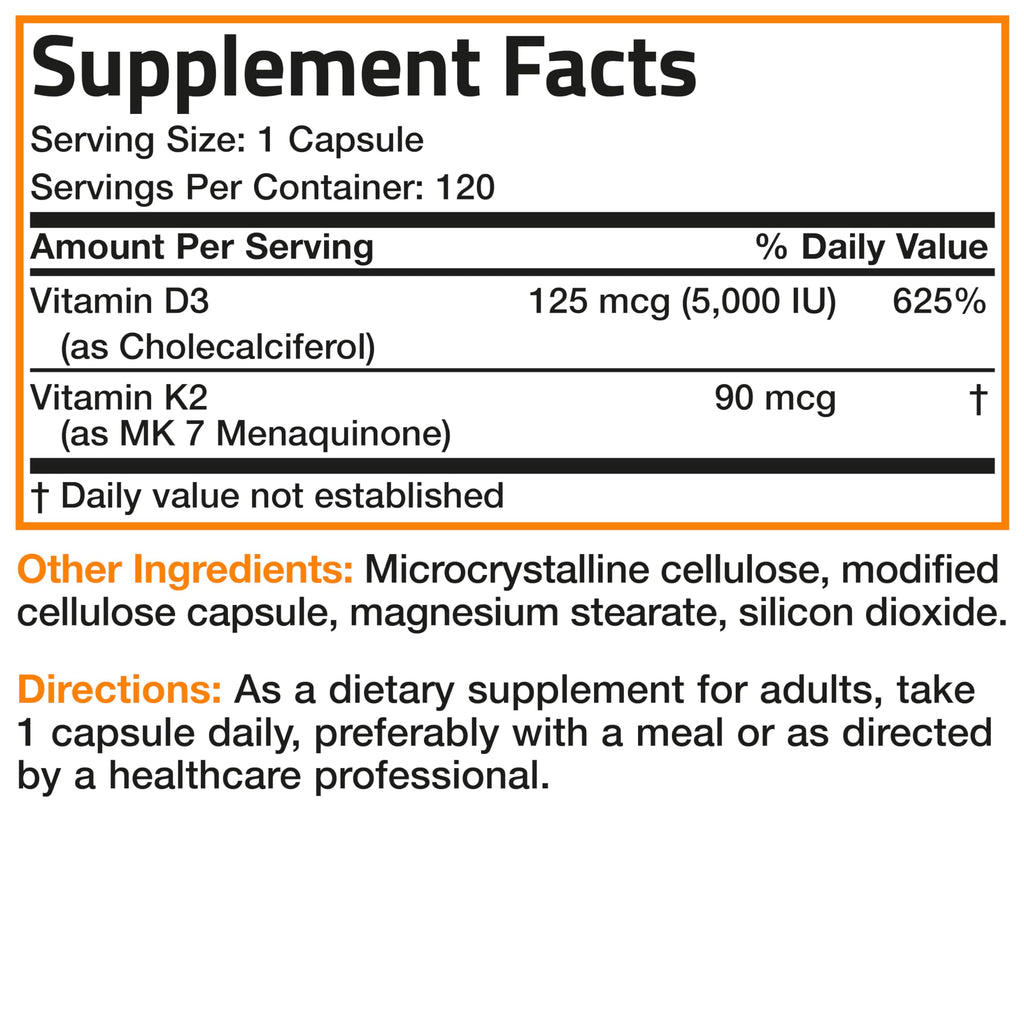 Bronson Vitamin K2 and D3 complete product packaging display