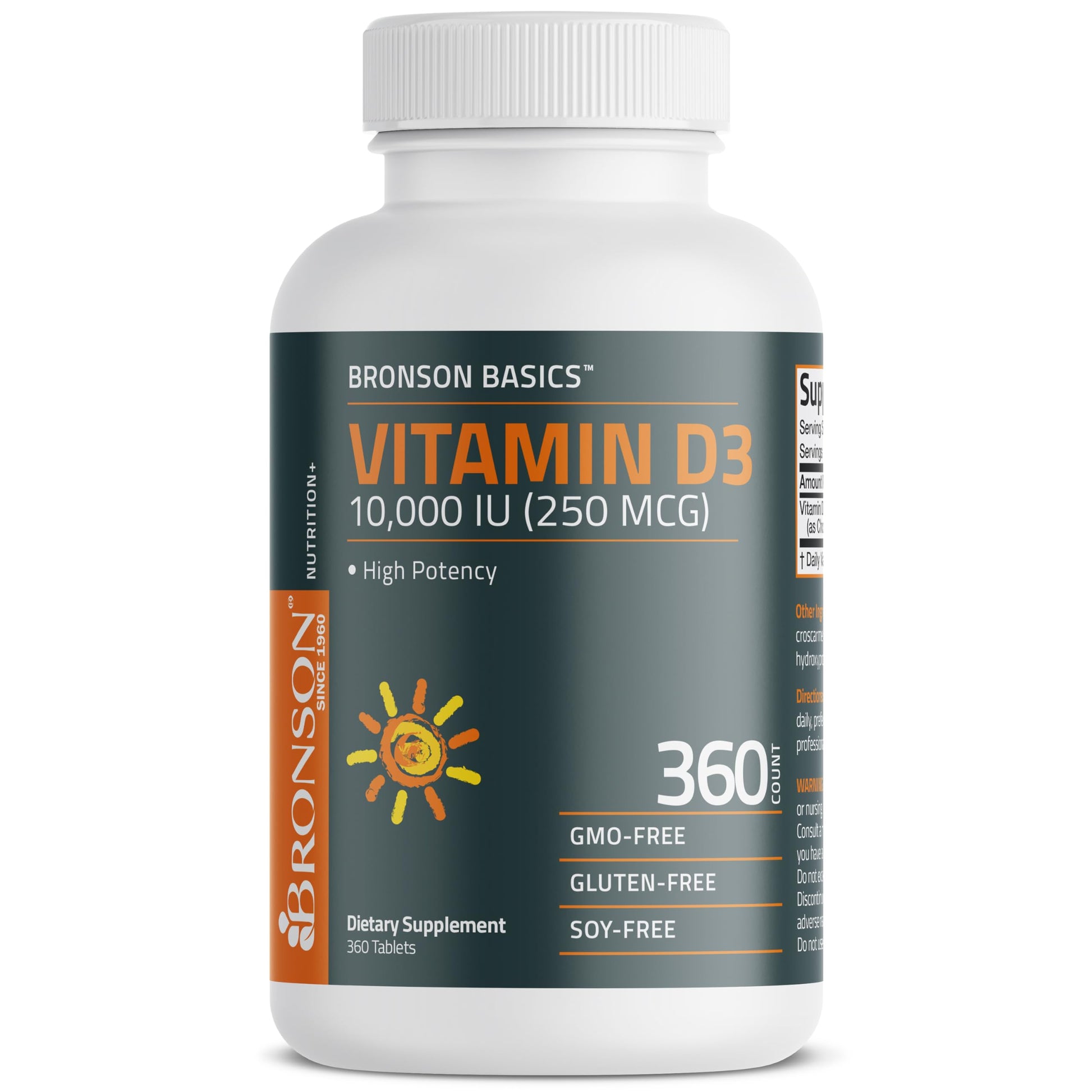 USA imported Bronson Vitamin D3 one year supply 360 tablets bottle display