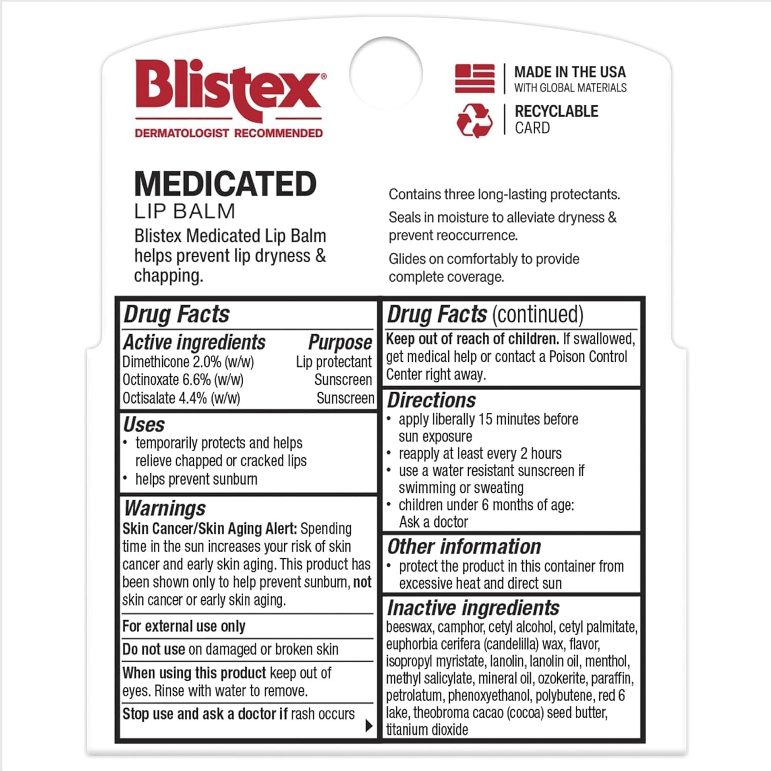 USA imported Blistex medicated lip protectant stick assortment