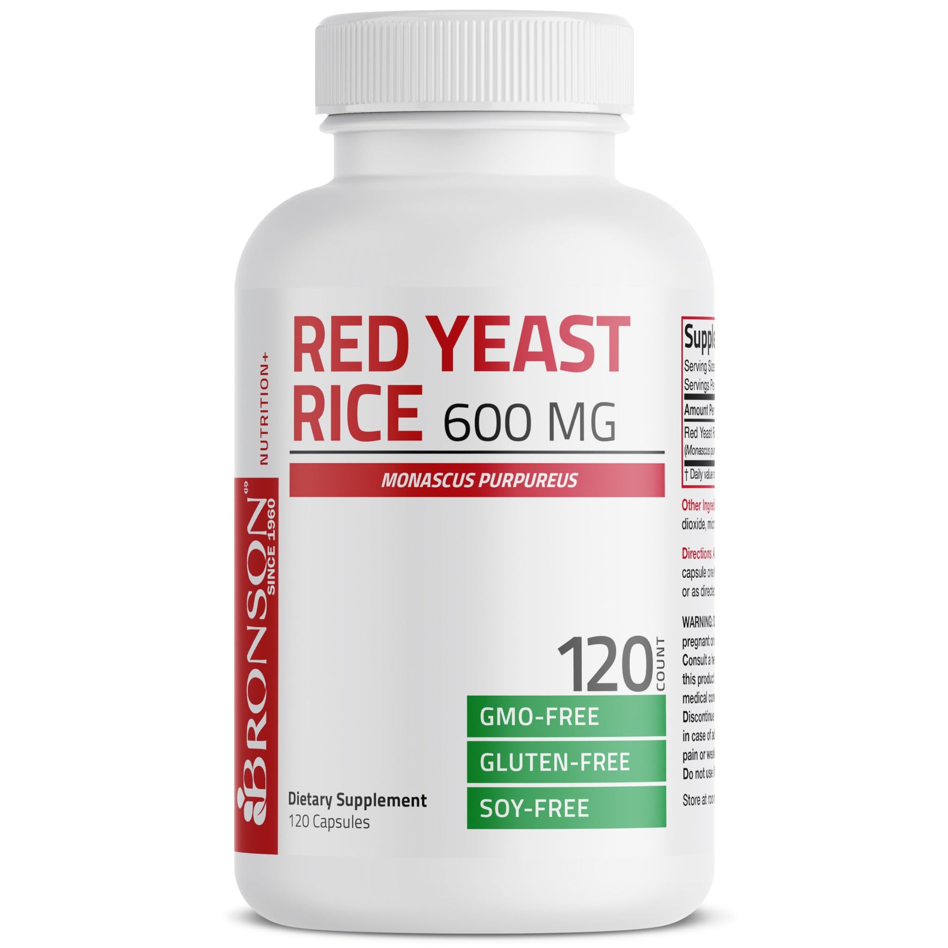 Bronson Red Yeast Rice 600mg capsule close up shot