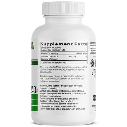 Bronson Valerian Root herbal relaxation supplement supplement facts label view
