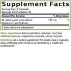 Bronson St Johns Wort 700mg bottle displaying the cGMP certified facility manufacture details
