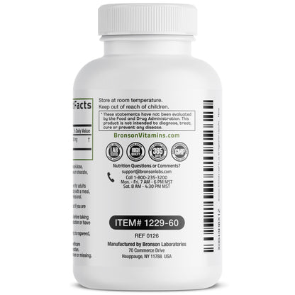 Bronson Laboratories artichoke leaf herbal supplement 60 capsules container close up layout