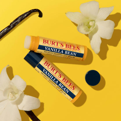 Authentic USA imported Burt's Bees vanilla bean lip balm for chapped lips