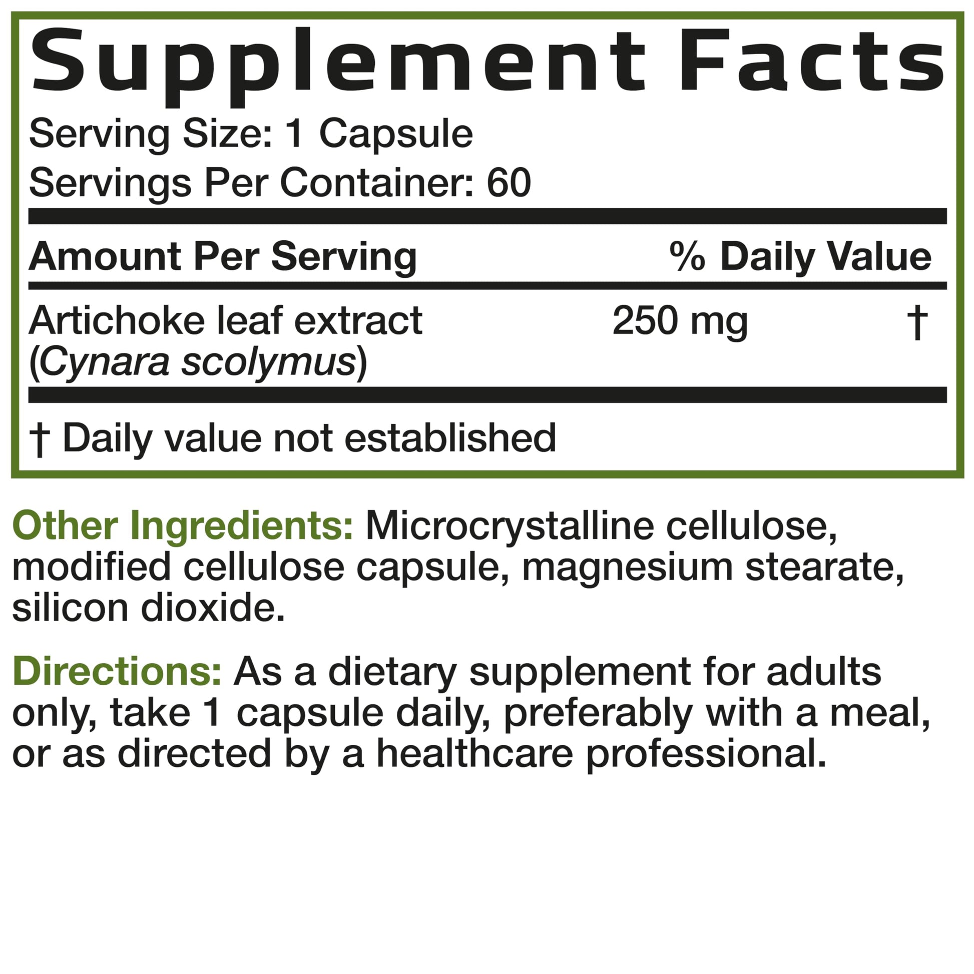 Bronson premium health artichoke extract capsules for natural bile production and bloating relief