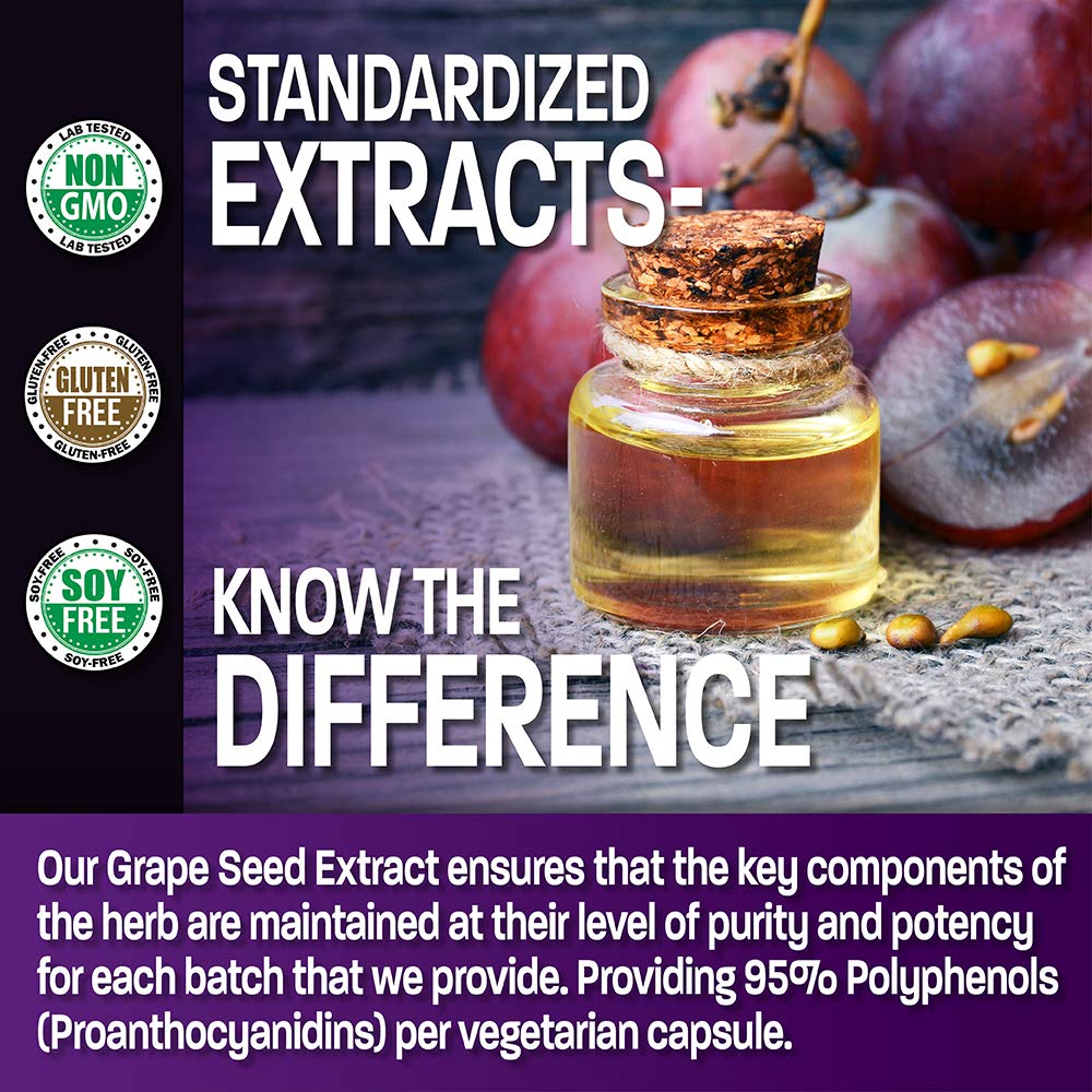 Bronson Grape Seed Extract vegetarian capsules bottle label details