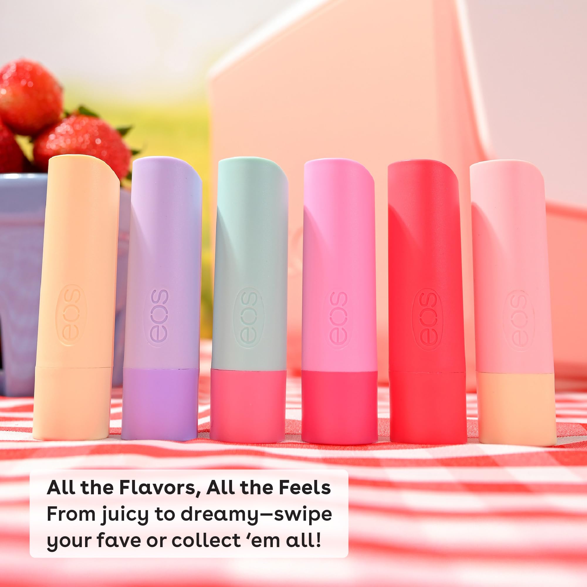 Eos natural lip balm stick ingredients display