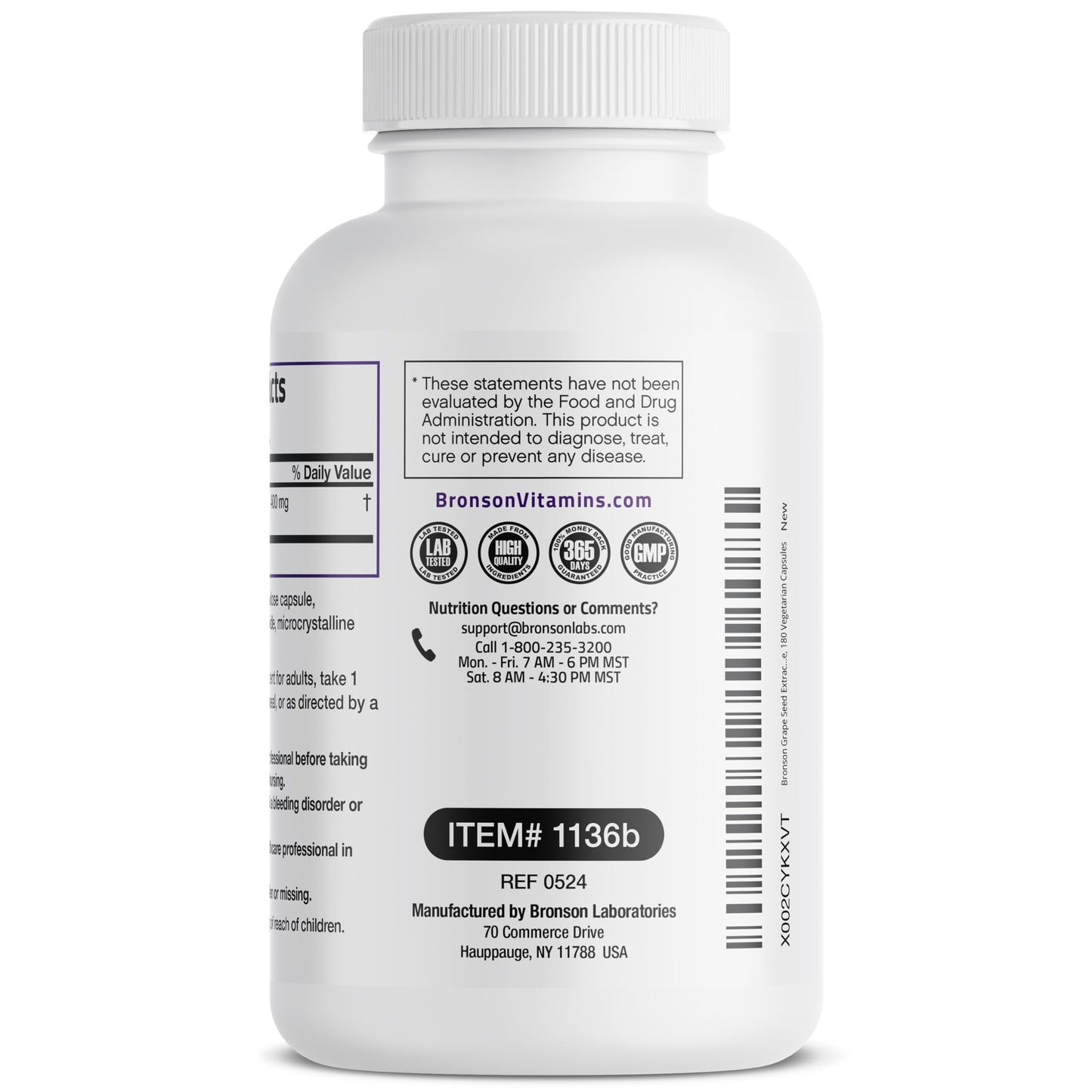 Bronson Grape Seed Extract antioxidant support supplement side view