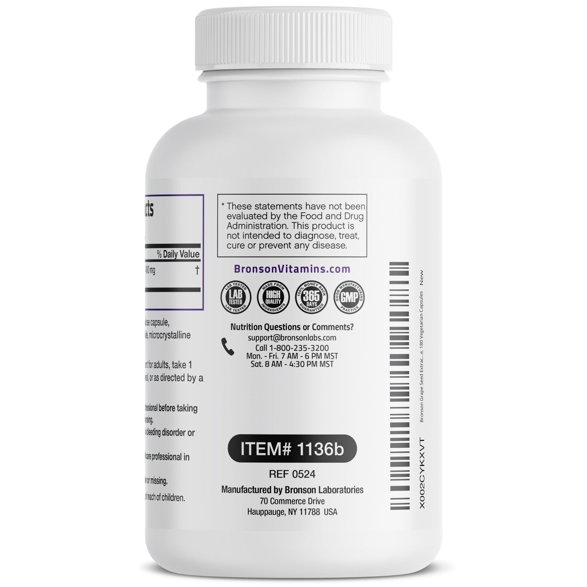 Bronson Grape Seed Extract antioxidant support supplement side view
