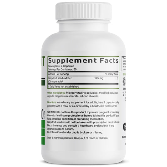 Bronson Grapefruit Seed Extract 120 capsules label detail