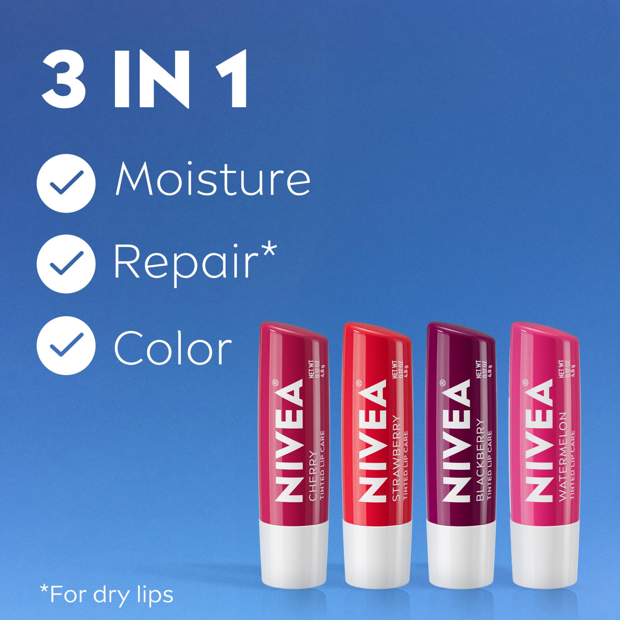 Close up of Nivea tinted lip balm packaging