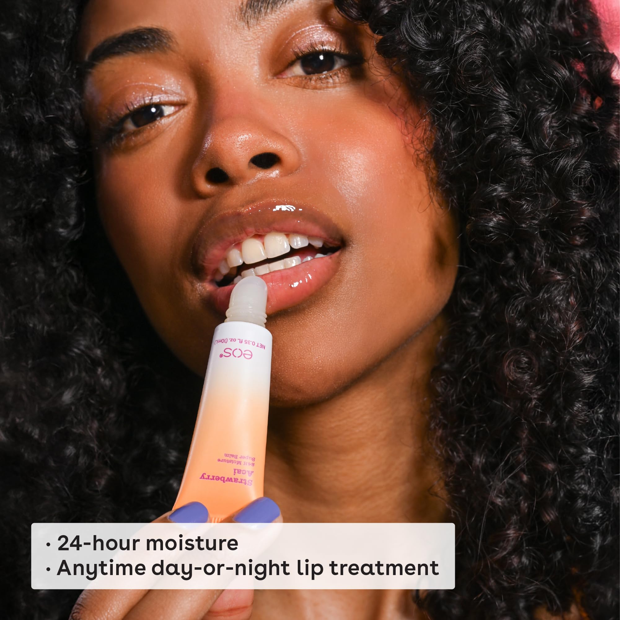 Eos 24H Moisture lip treatment branding and texture