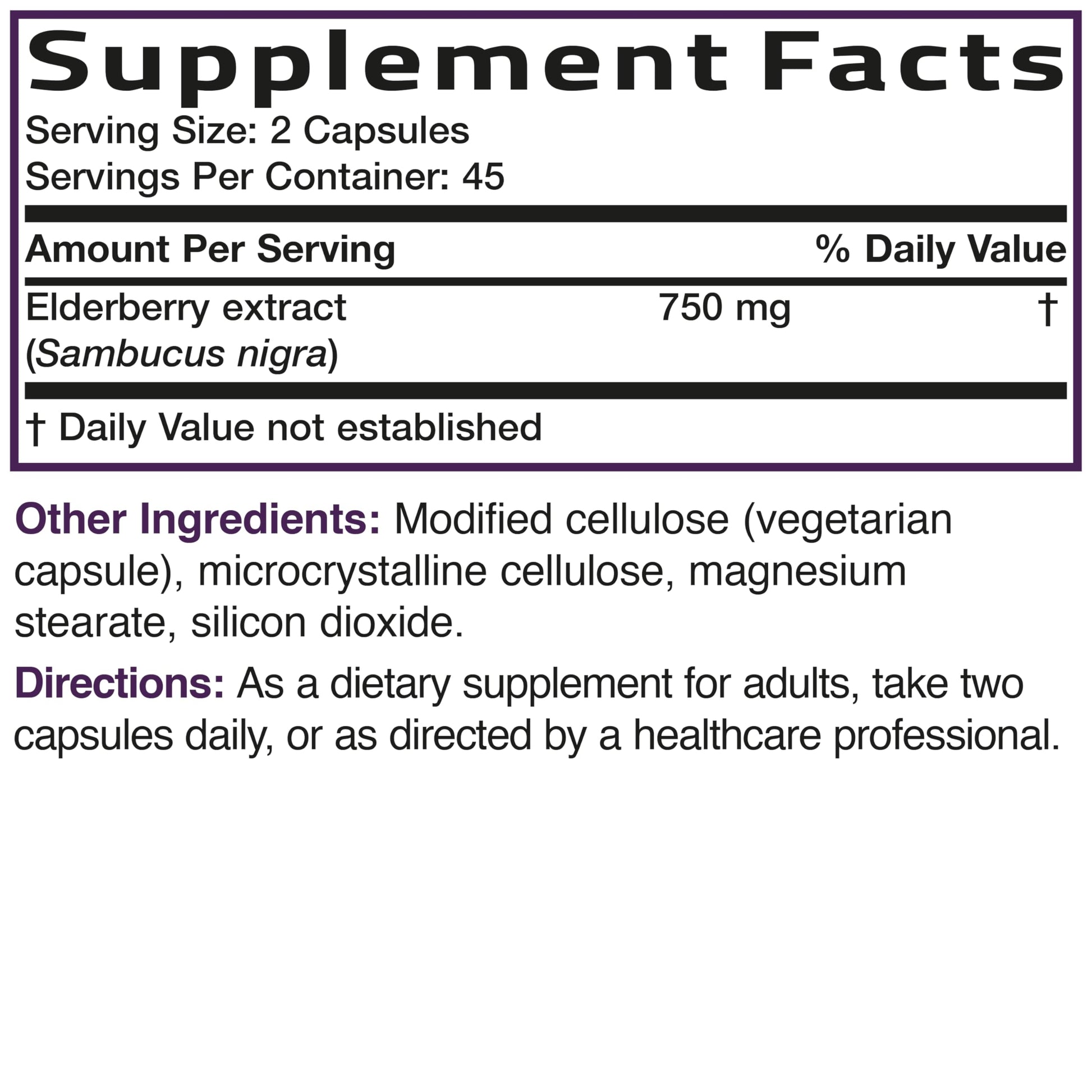 Bronson black elderberry extra strength vegetarian capsules for daily wellness and health routine