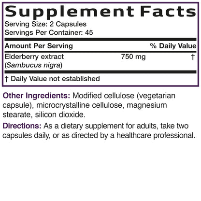 Bronson black elderberry extra strength vegetarian capsules for daily wellness and health routine