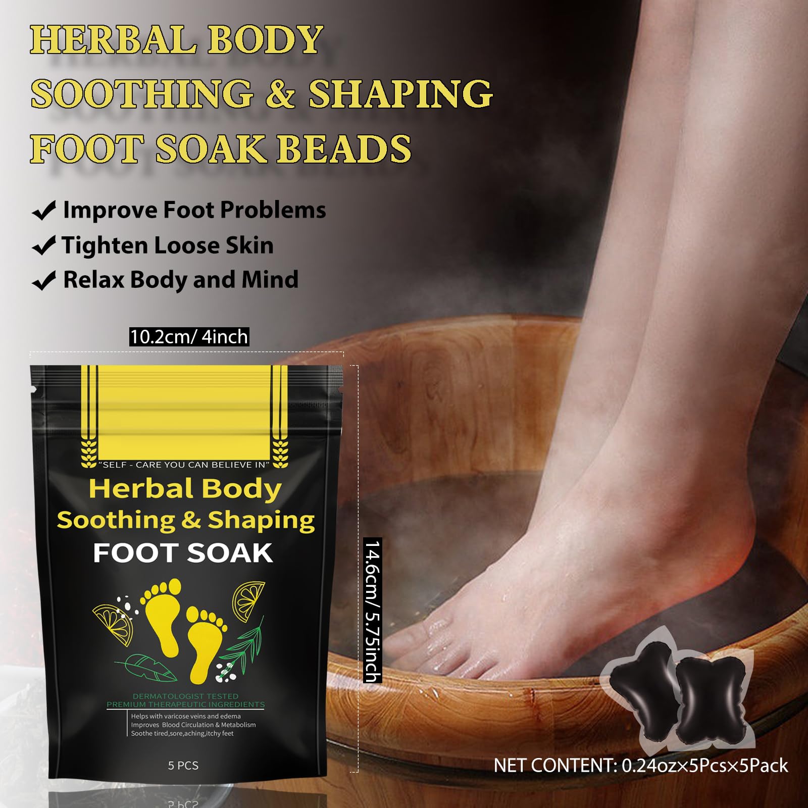 BEFIVECOK 25 pieces herbal cleansing beads dissolving in a warm water foot tub